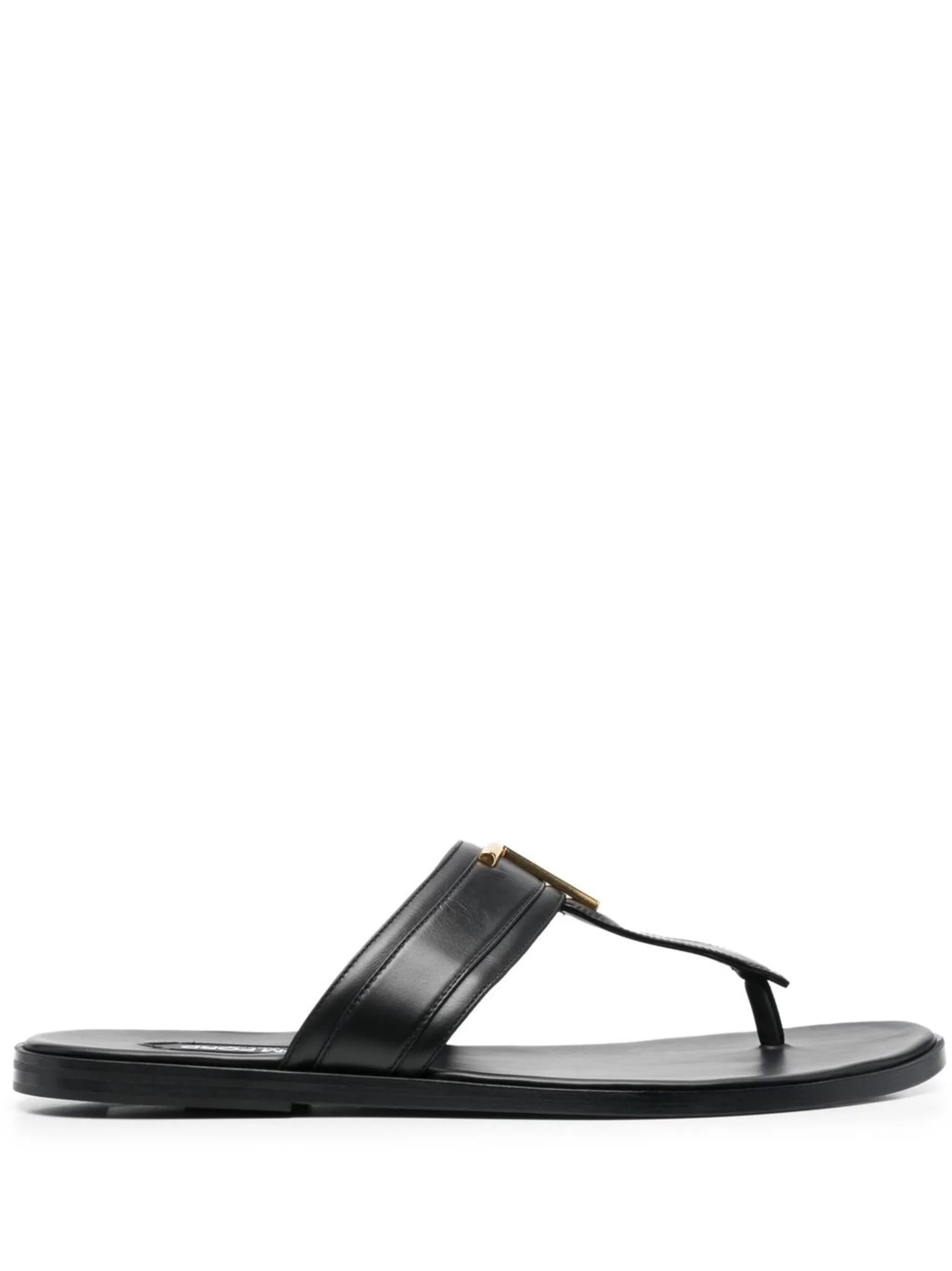 logo-plaque leather sandals
