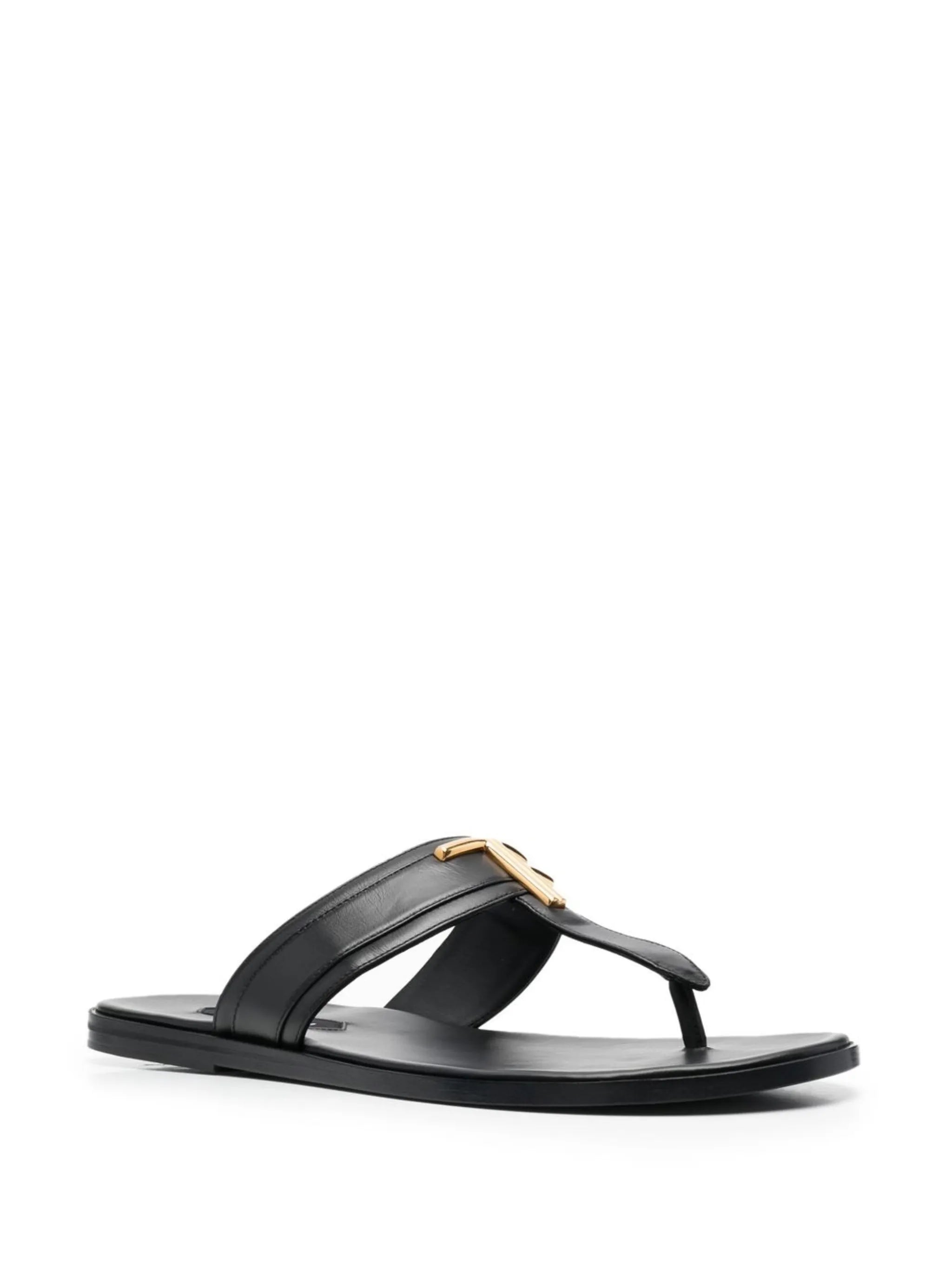logo-plaque leather sandals