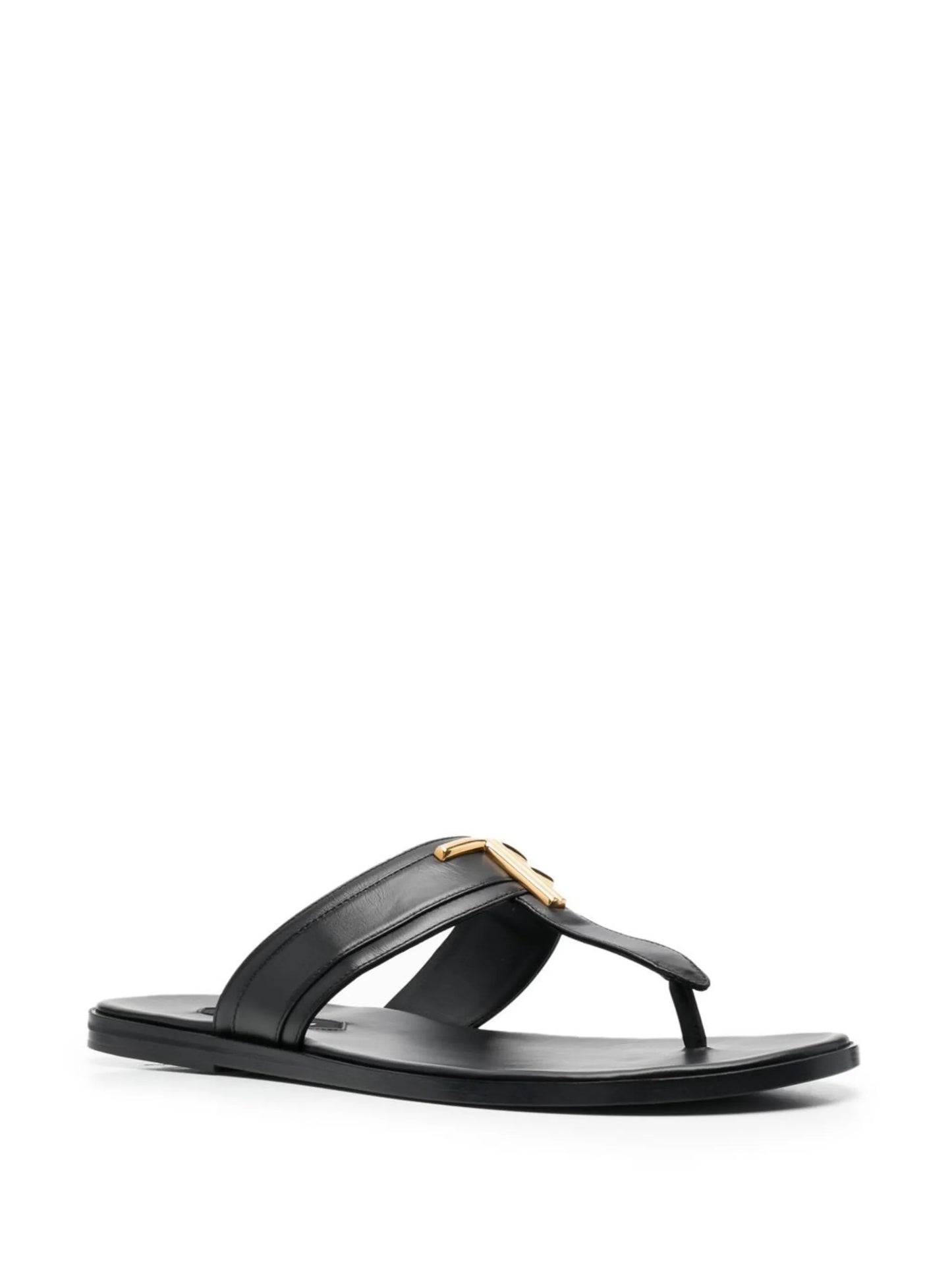 logo-plaque leather sandals