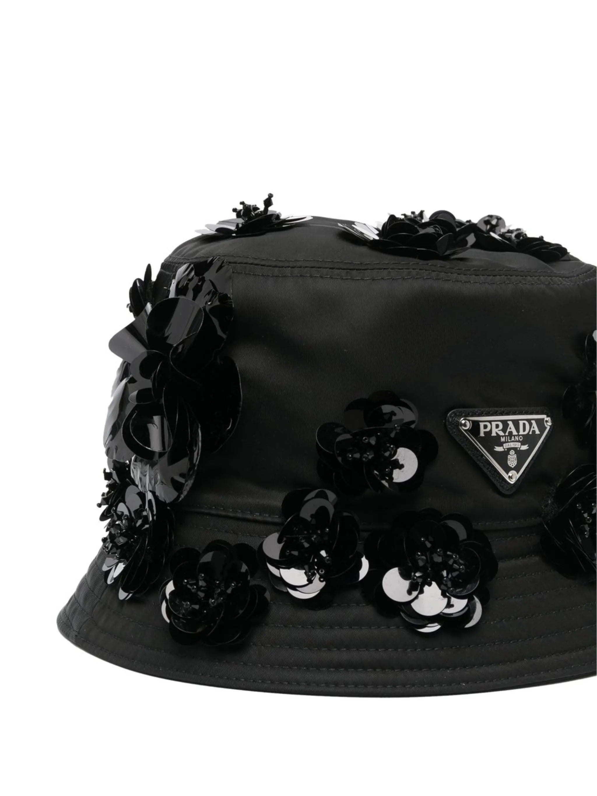 Re-Nylon floral-appliqué bucket hat