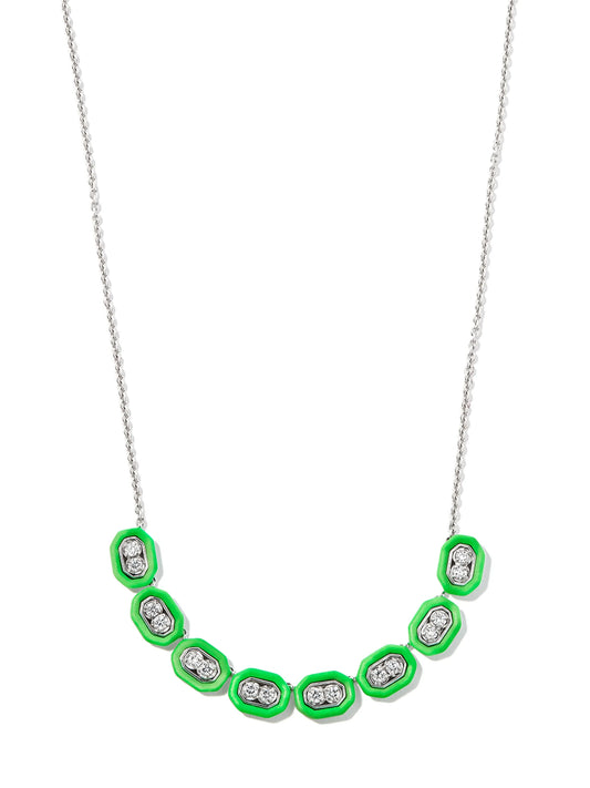18kt white gold diamond and enamel necklace