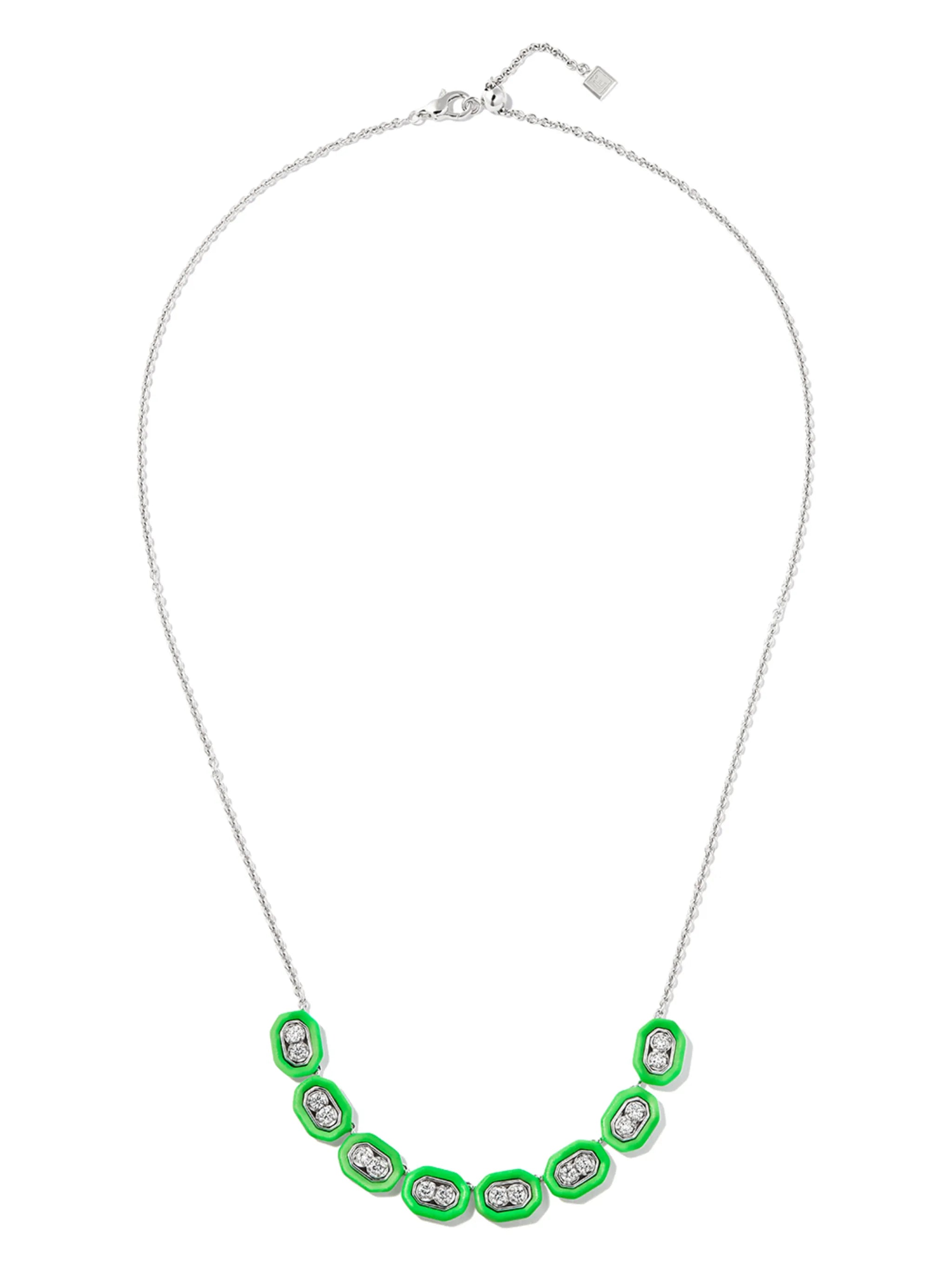 18kt white gold diamond and enamel necklace