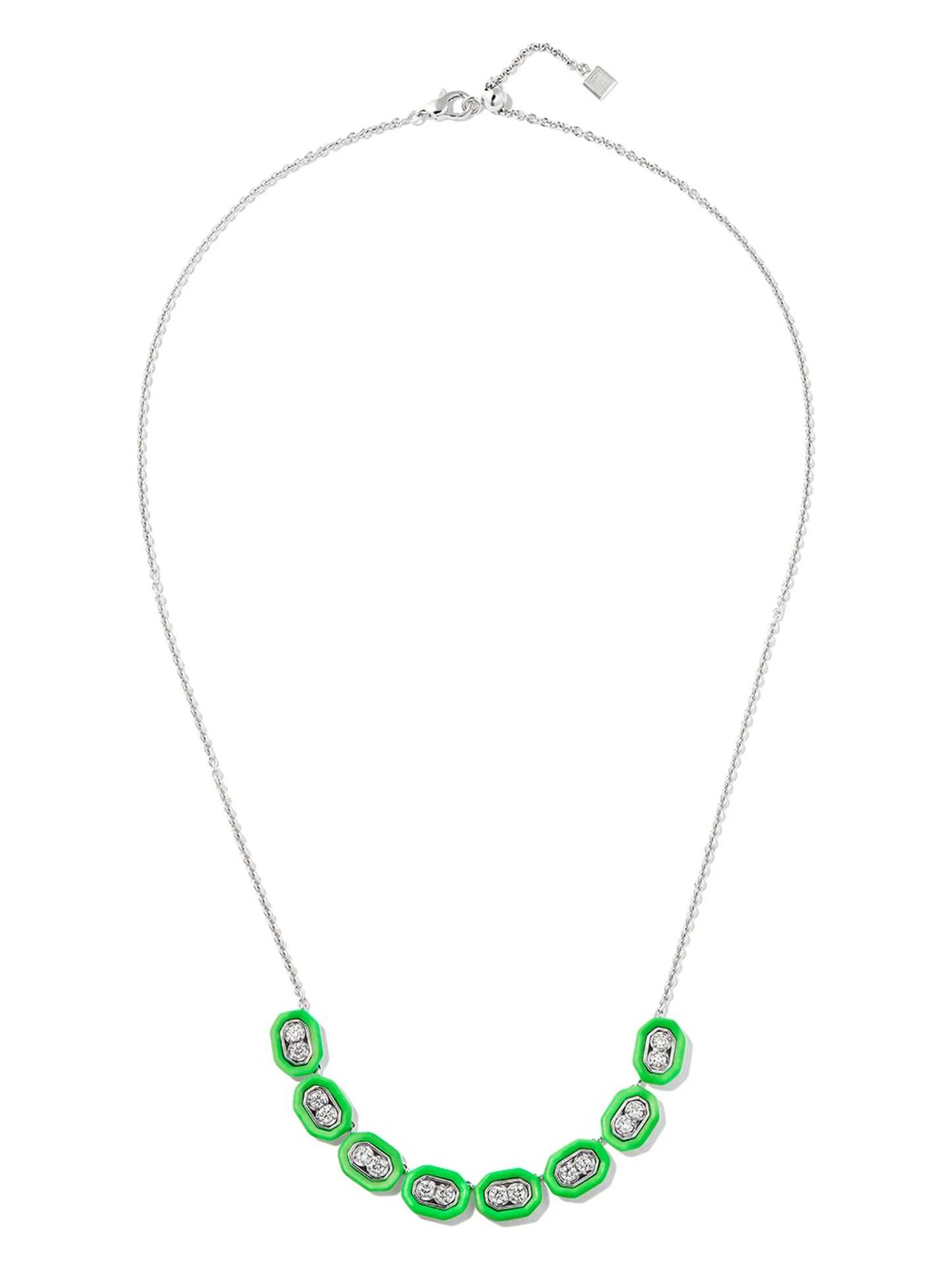 18kt white gold diamond and enamel necklace