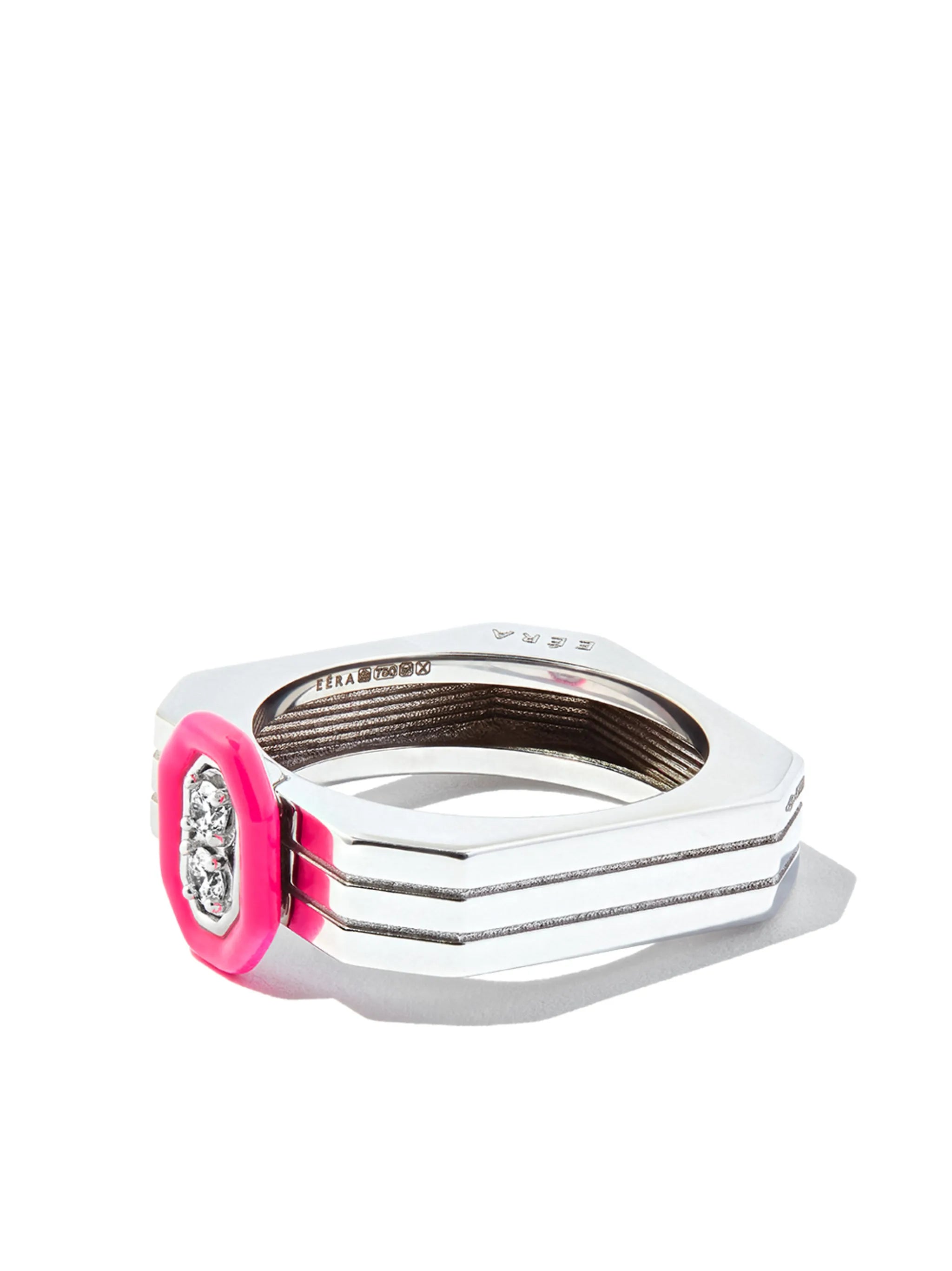 18kt white gold enamel and diamond ring