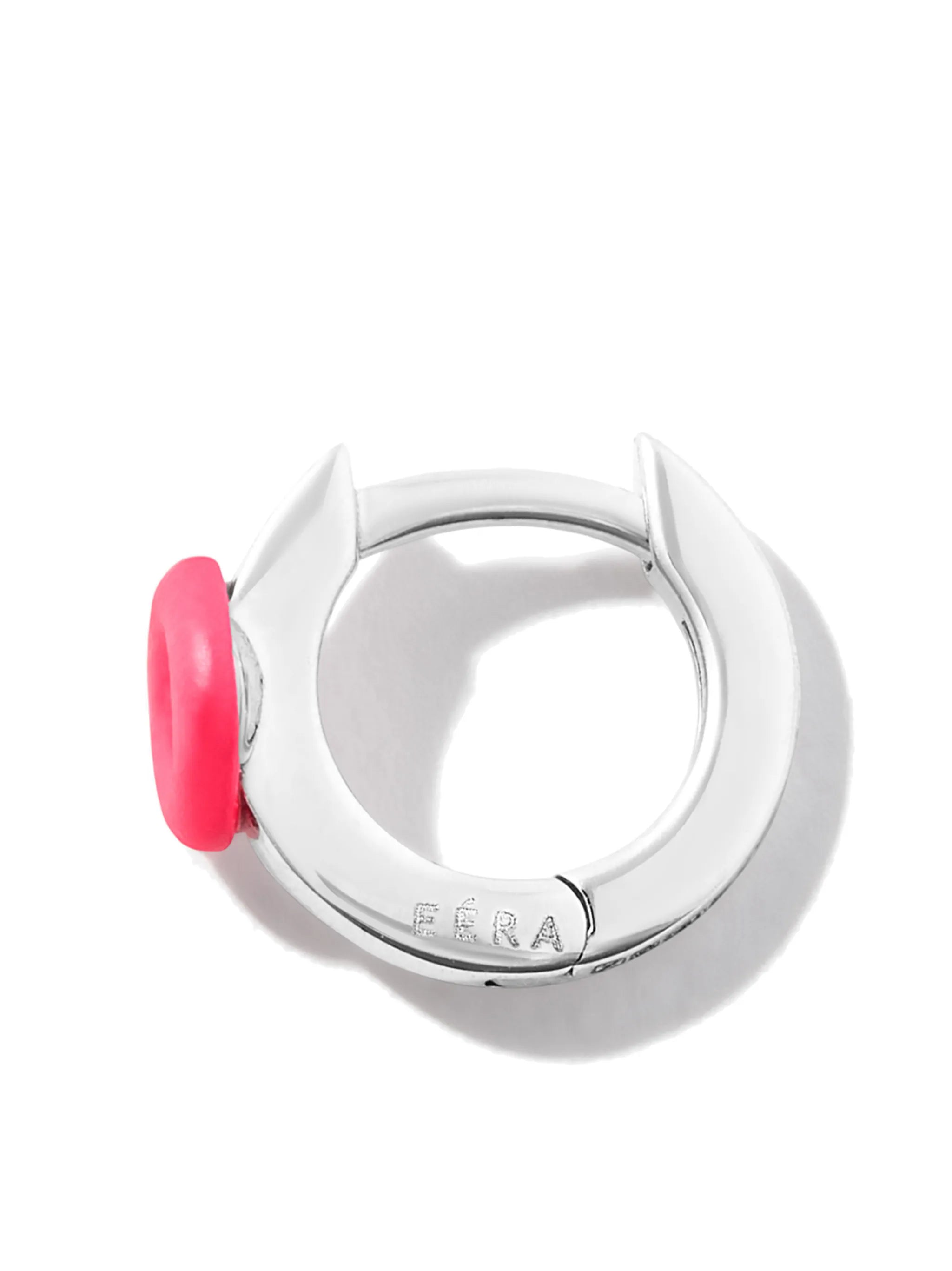 18kt white gold diamond and enamel huggie hoop earring