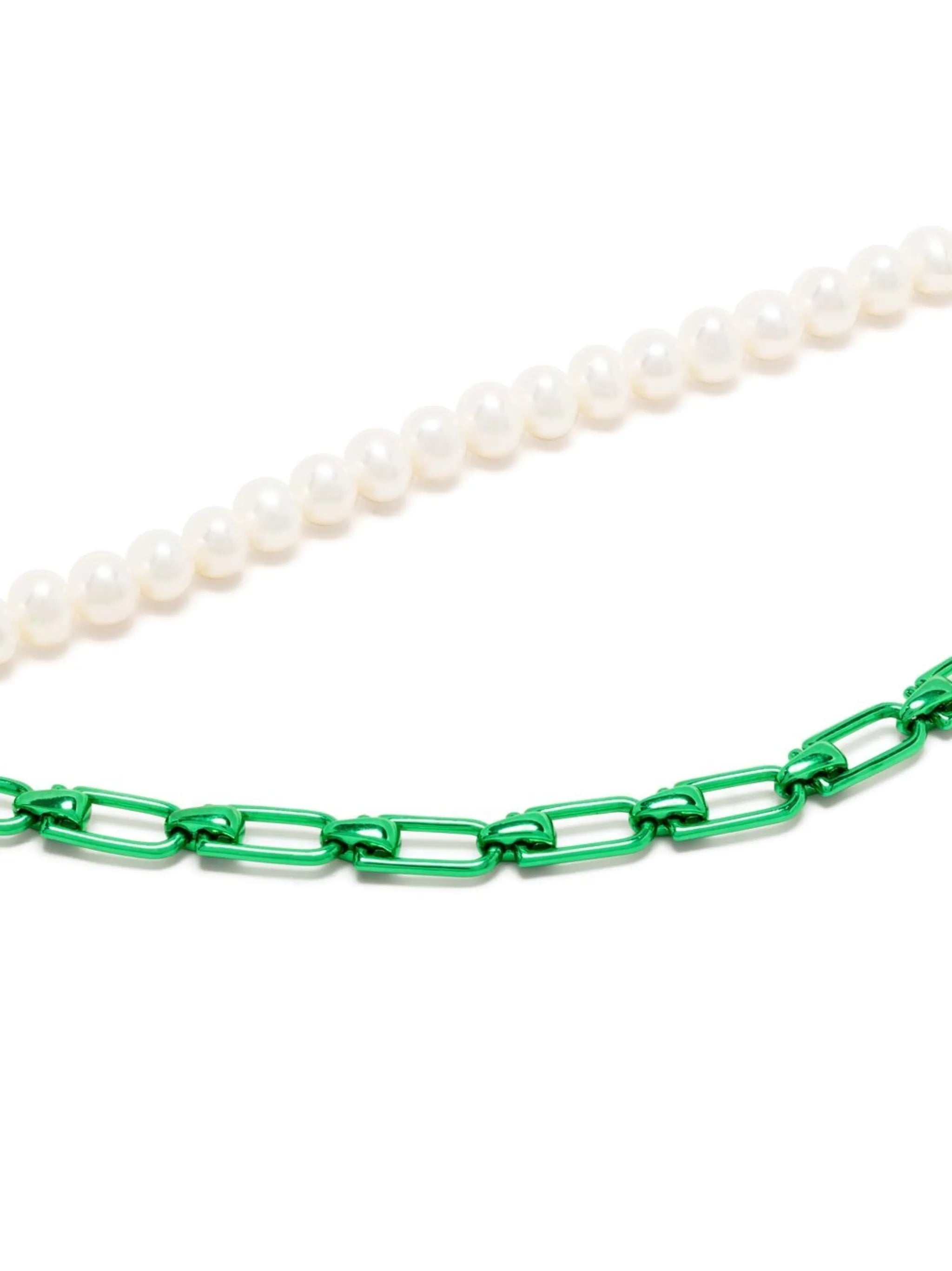 sterling-silver pearl chain-link necklace