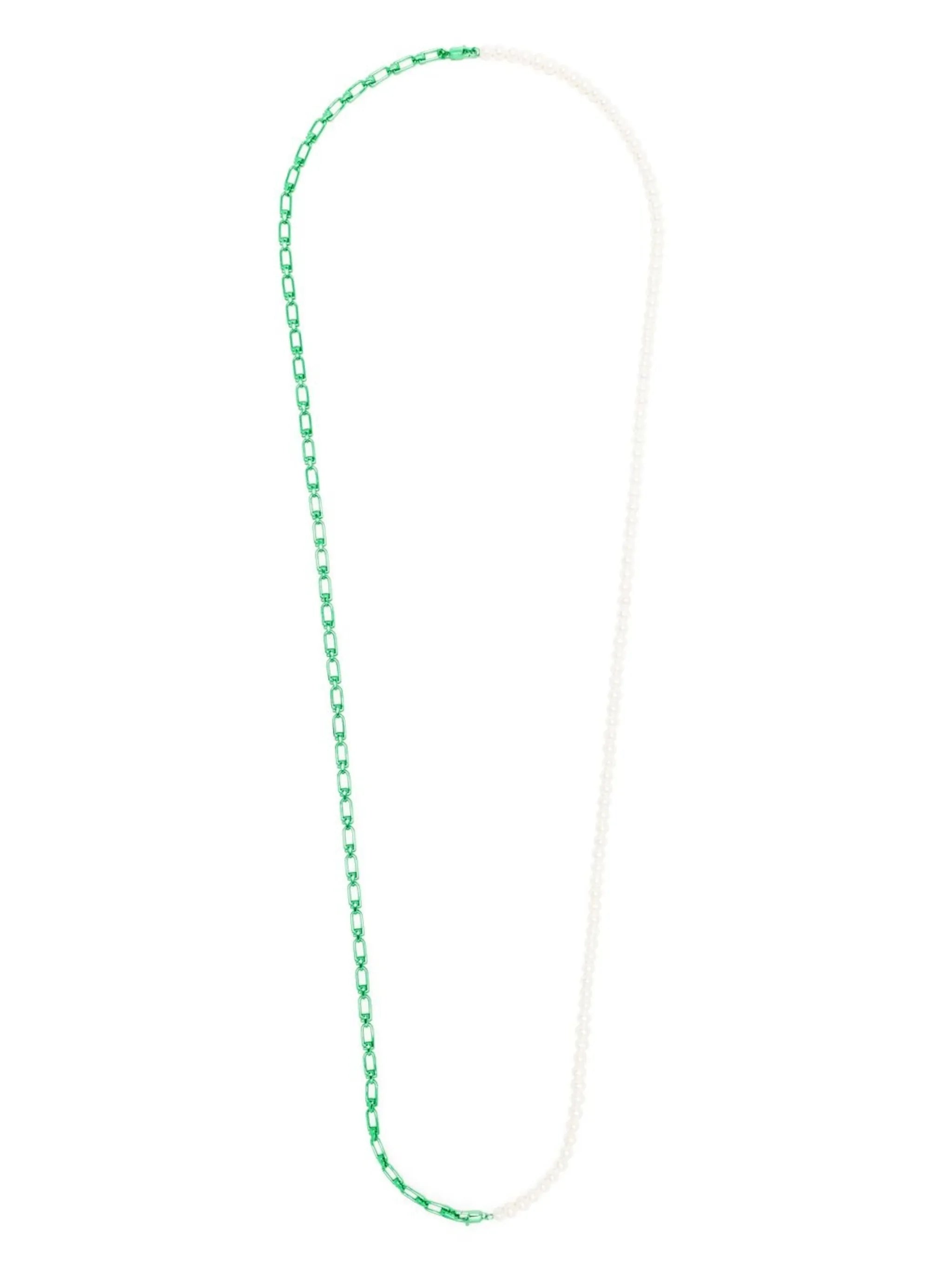 sterling-silver pearl chain-link necklace