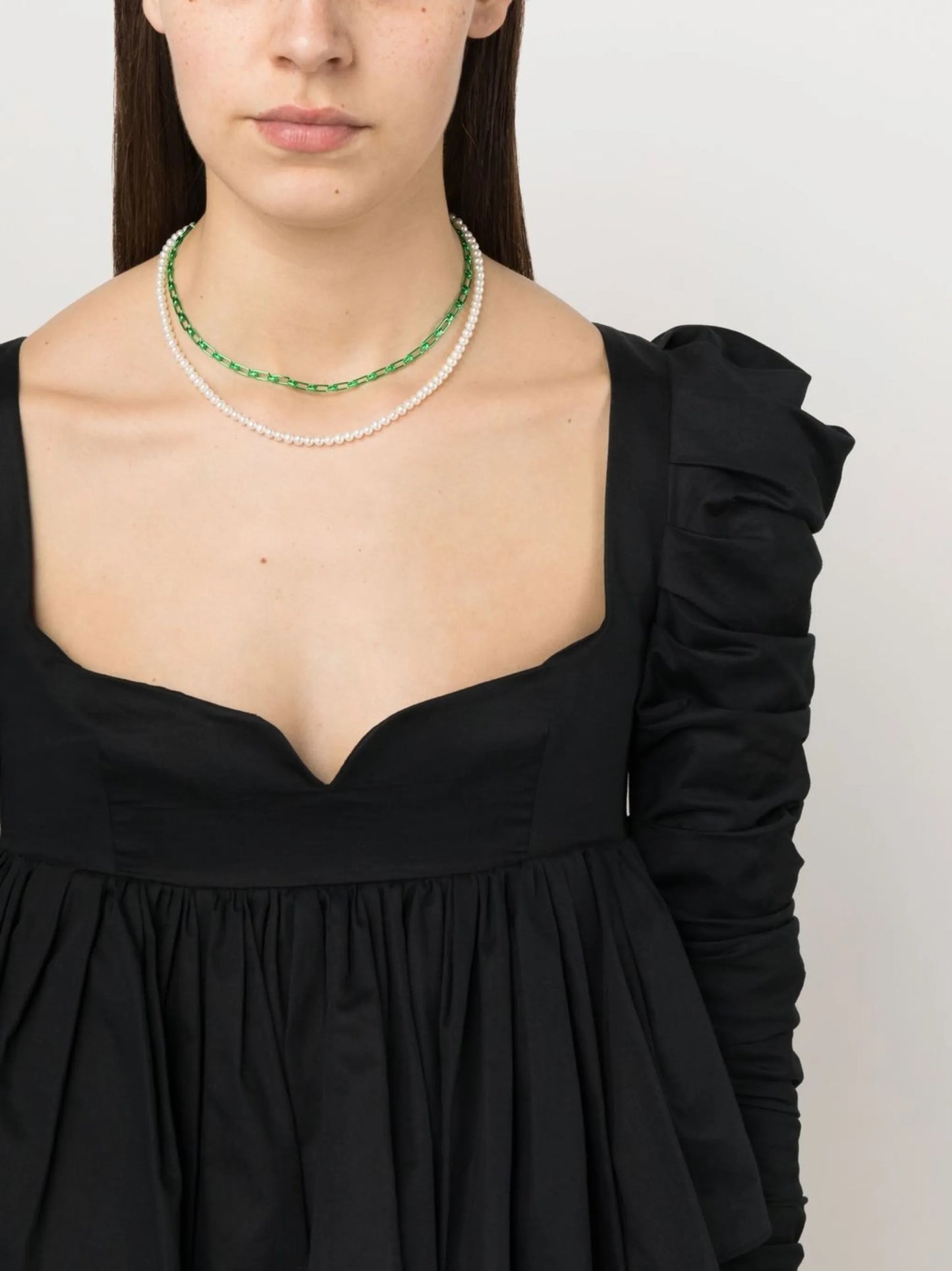 sterling-silver pearl chain-link necklace