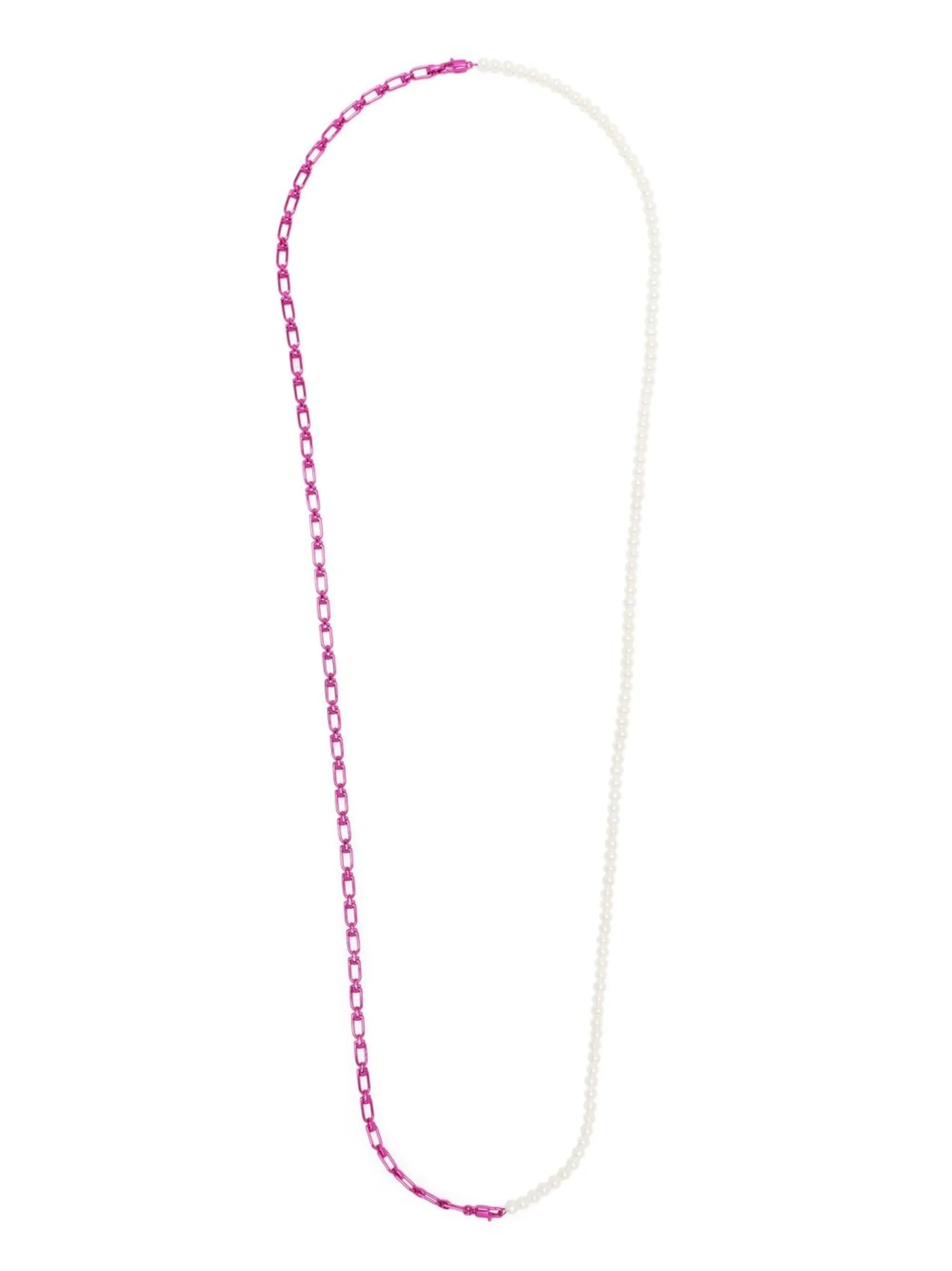 18kt white gold enamel and pearl necklace