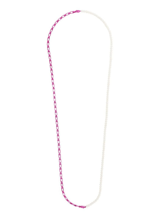 18kt white gold enamel and pearl necklace