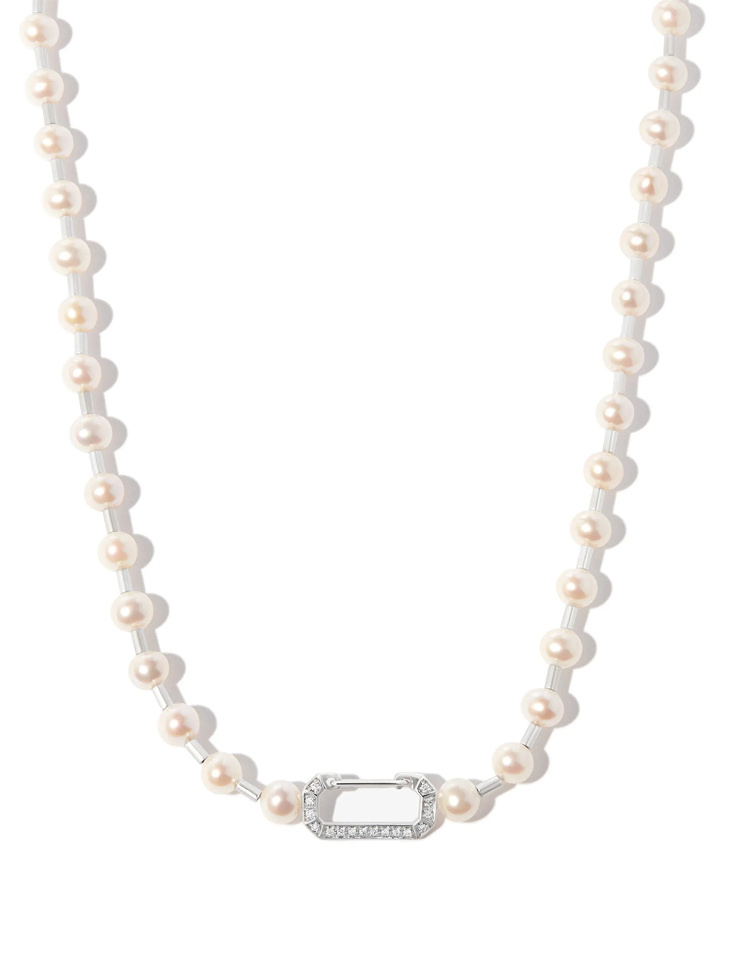 18kt white gold diamond and pearl necklace