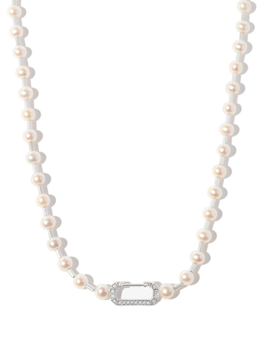 18kt white gold diamond and pearl necklace