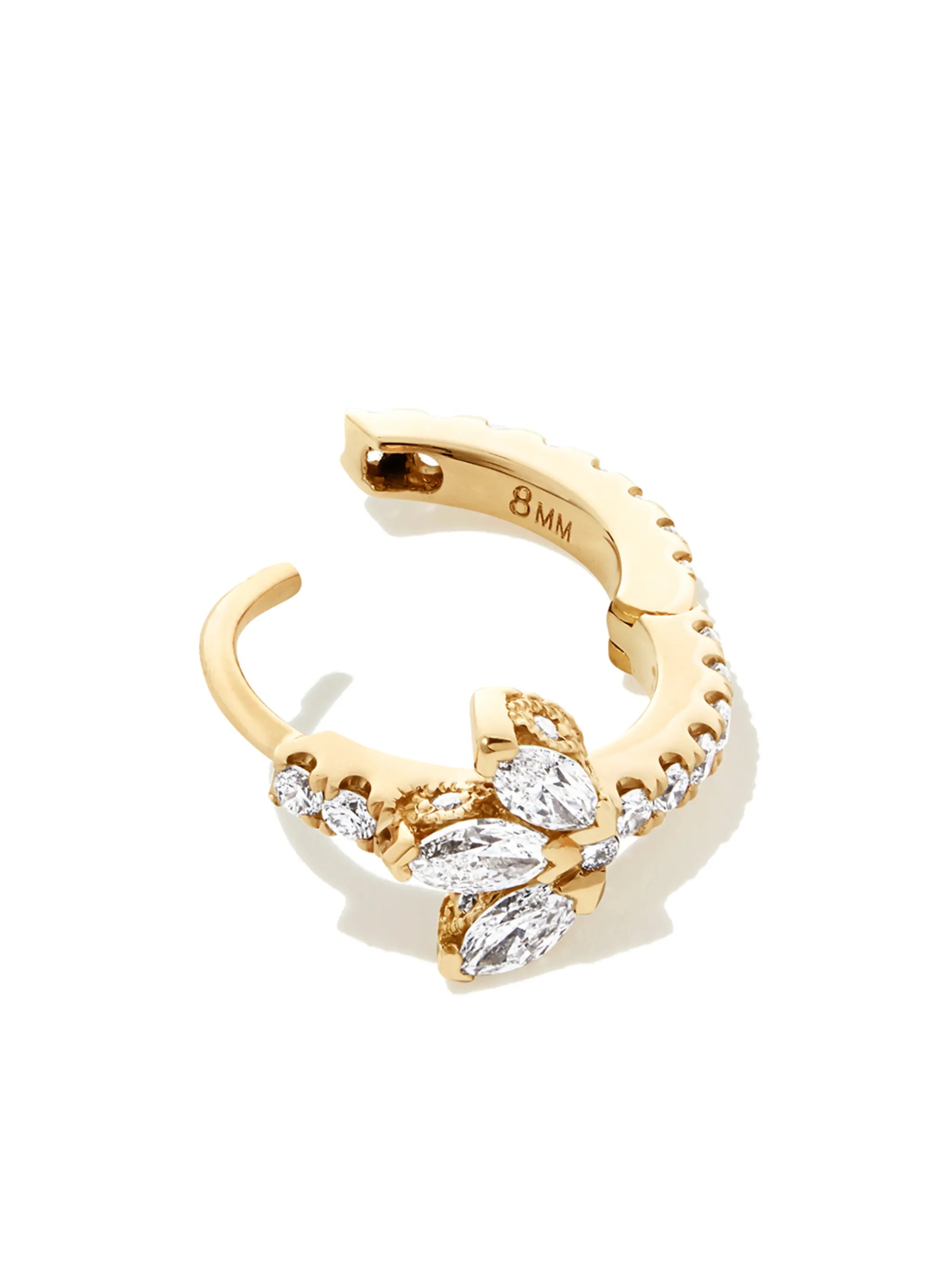 18kt yellow gold Lotus Eternity hoop earring