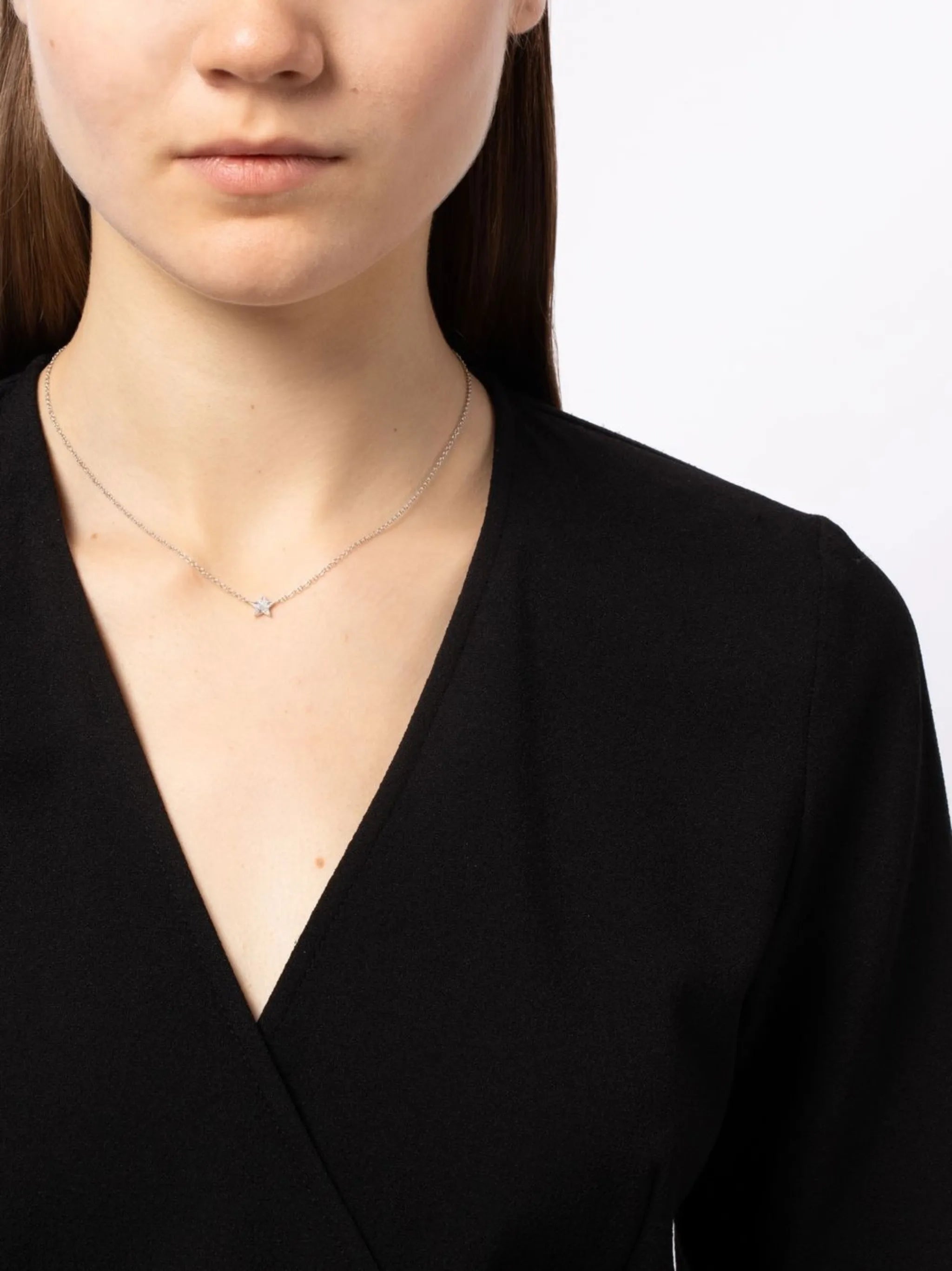 18kt white gold Star diamond necklace