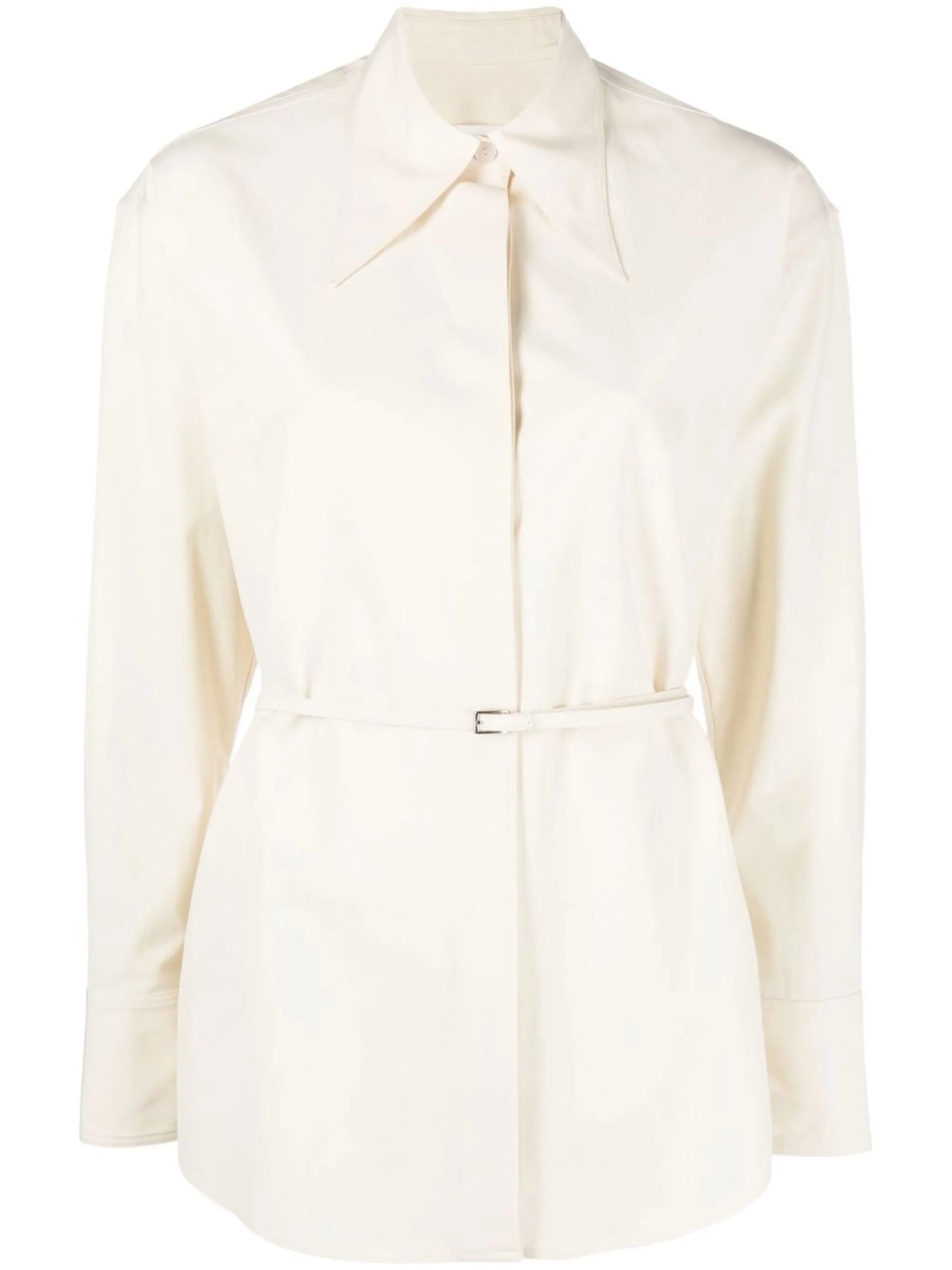 belted satin shirt