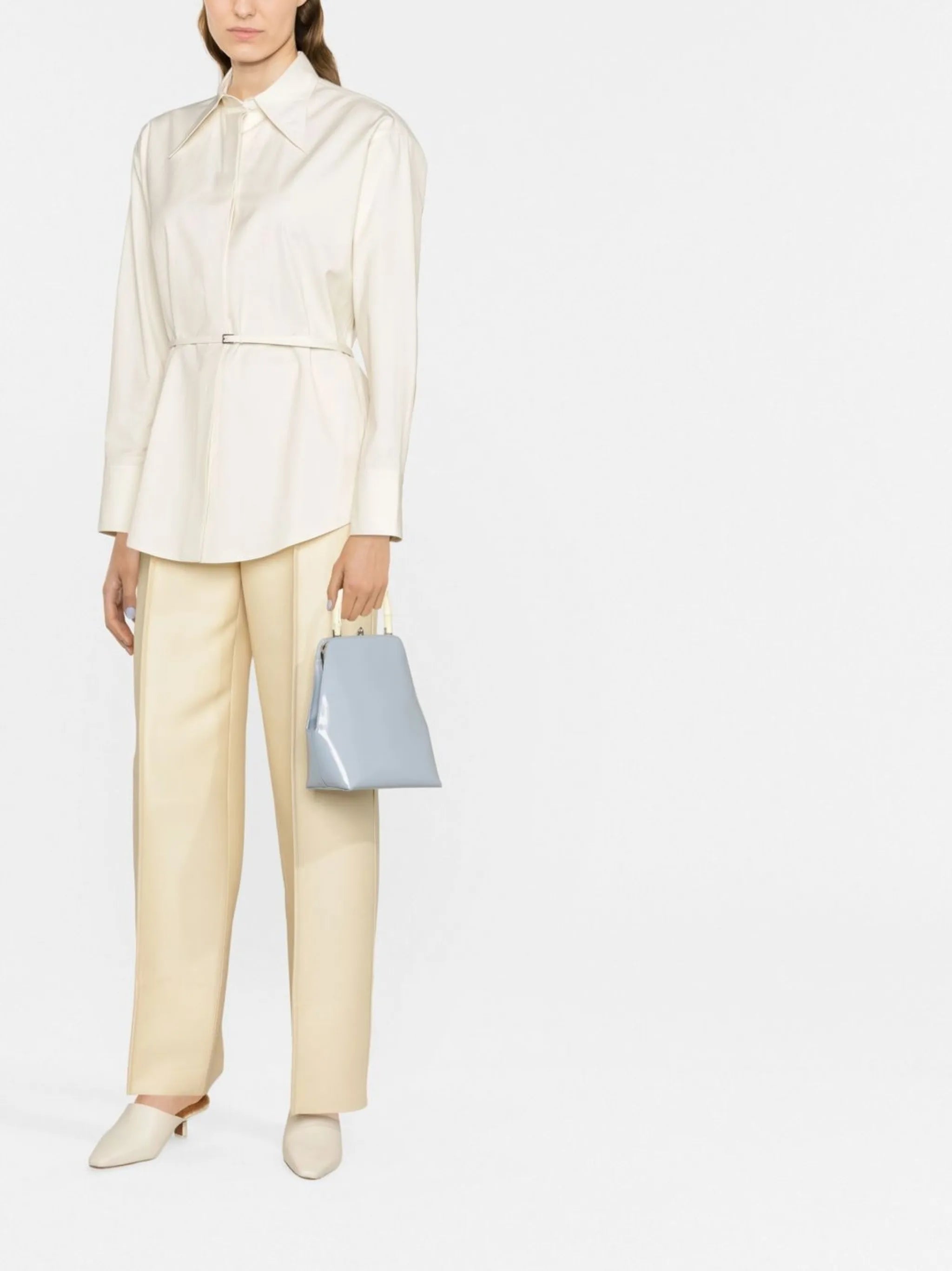belted satin shirt