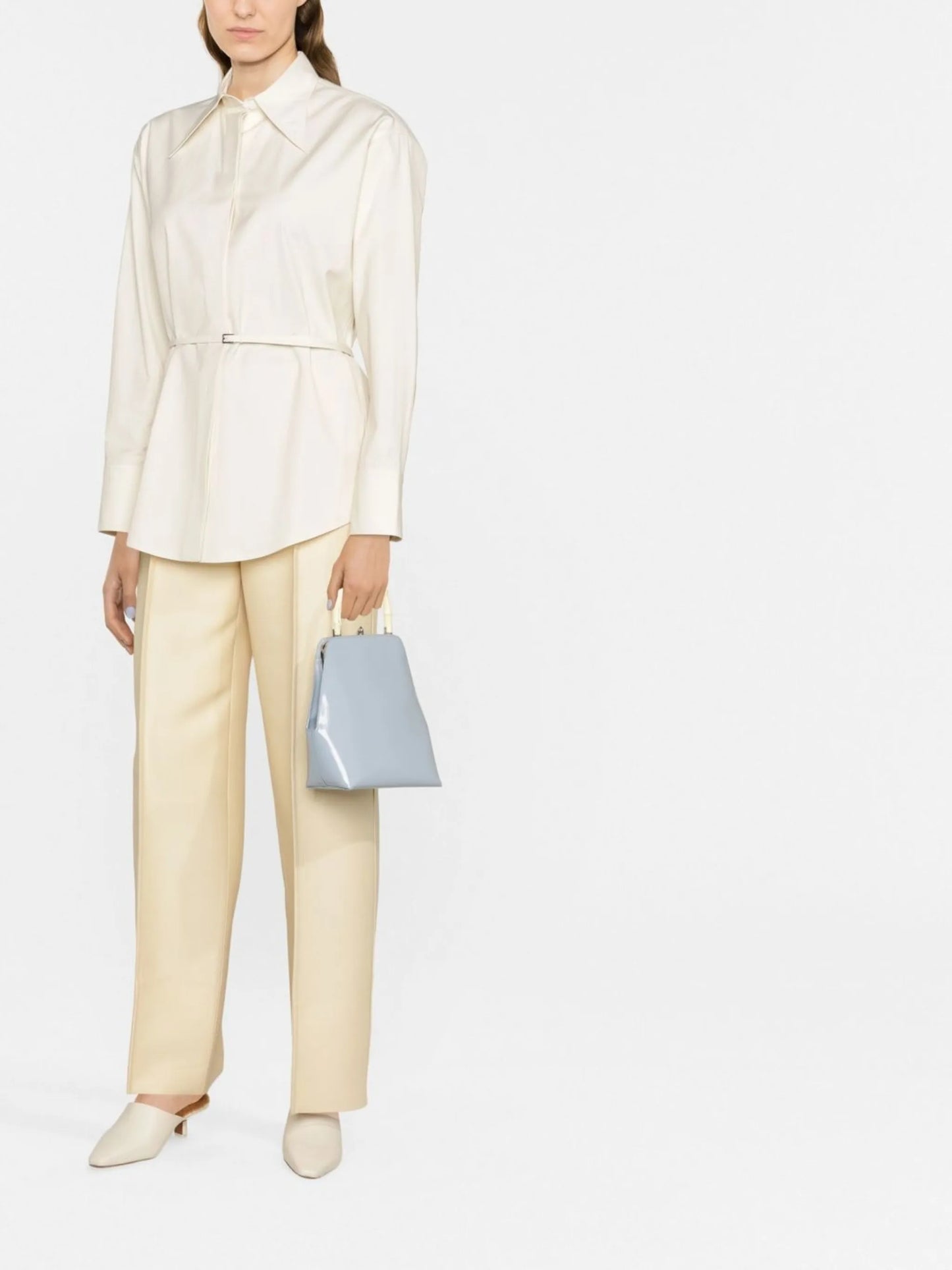 belted satin shirt