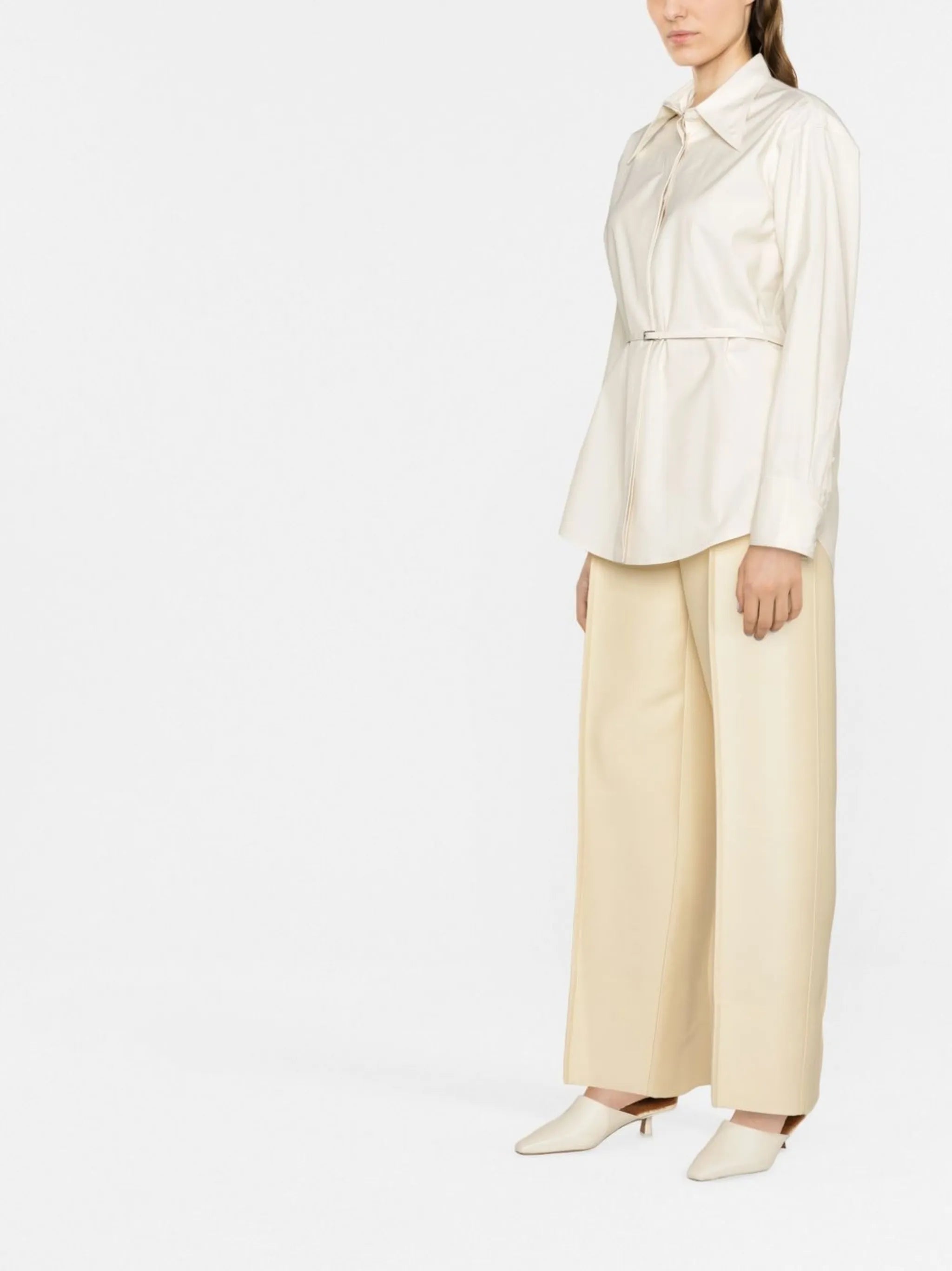 belted satin shirt