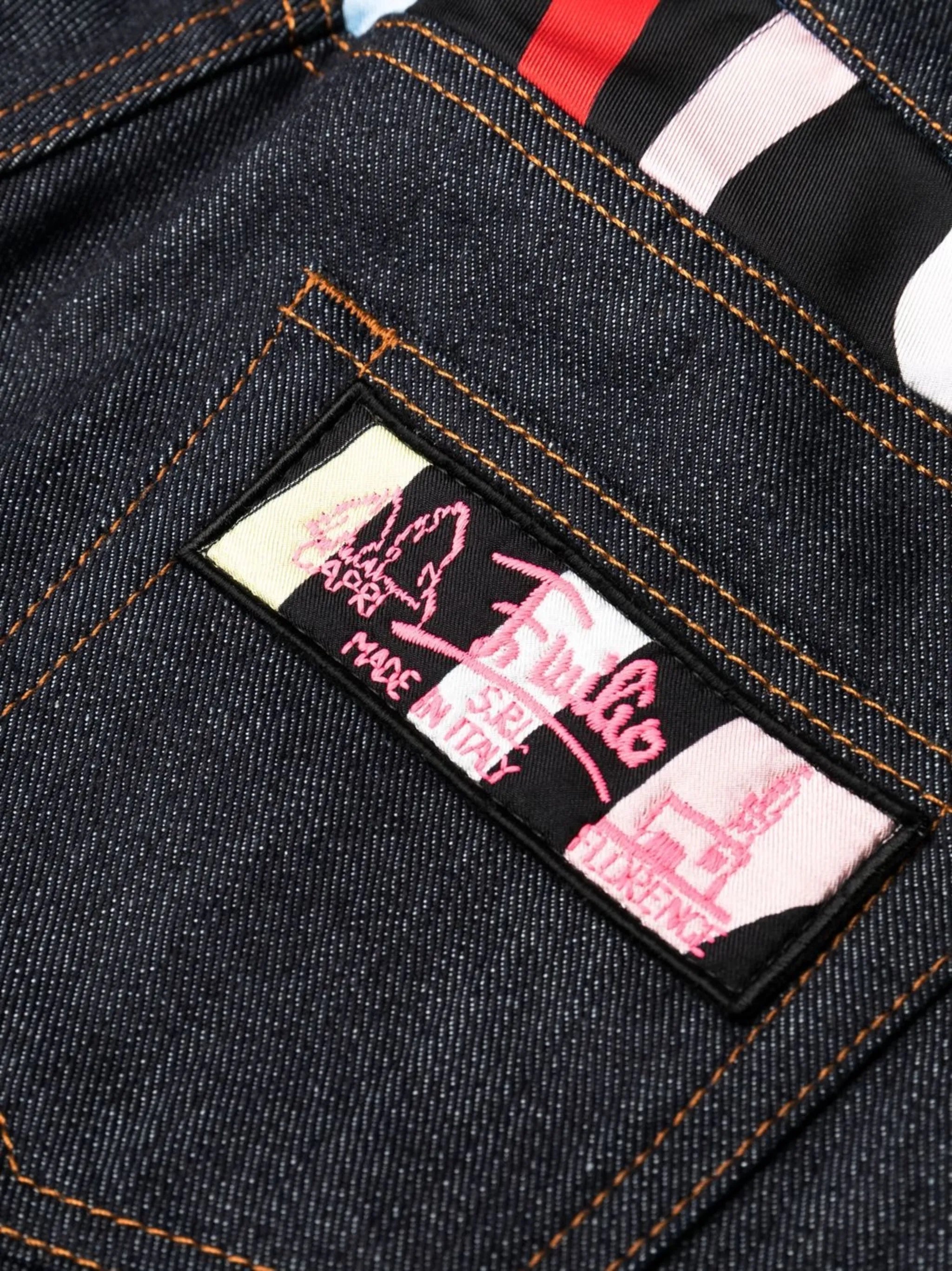 contrast-panel slim-fit jeans