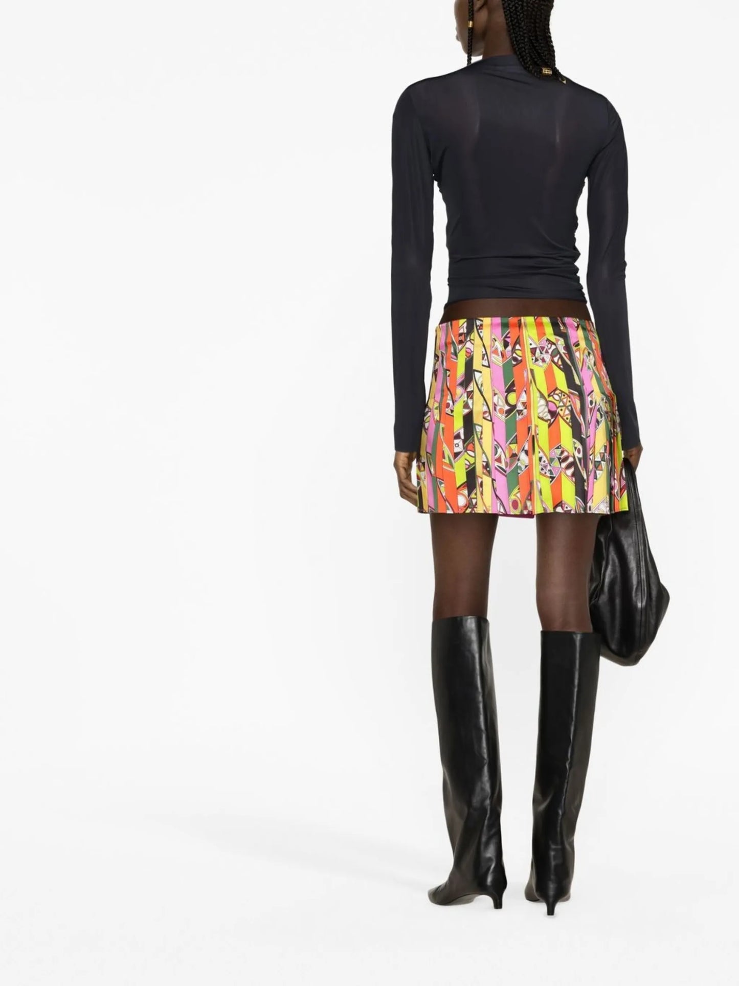 Girandole-print pleated miniskirt