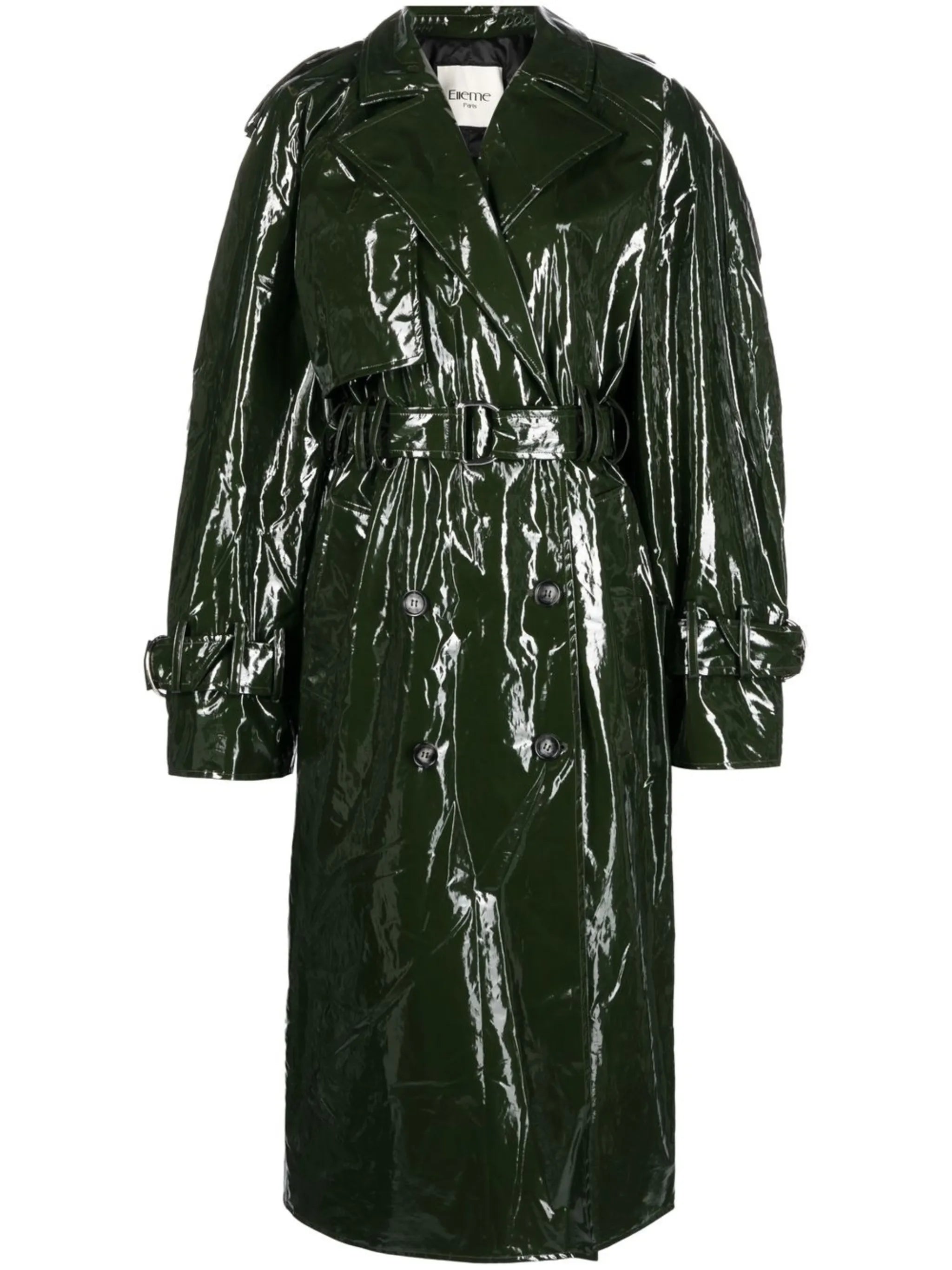 high shine-finish trench coat