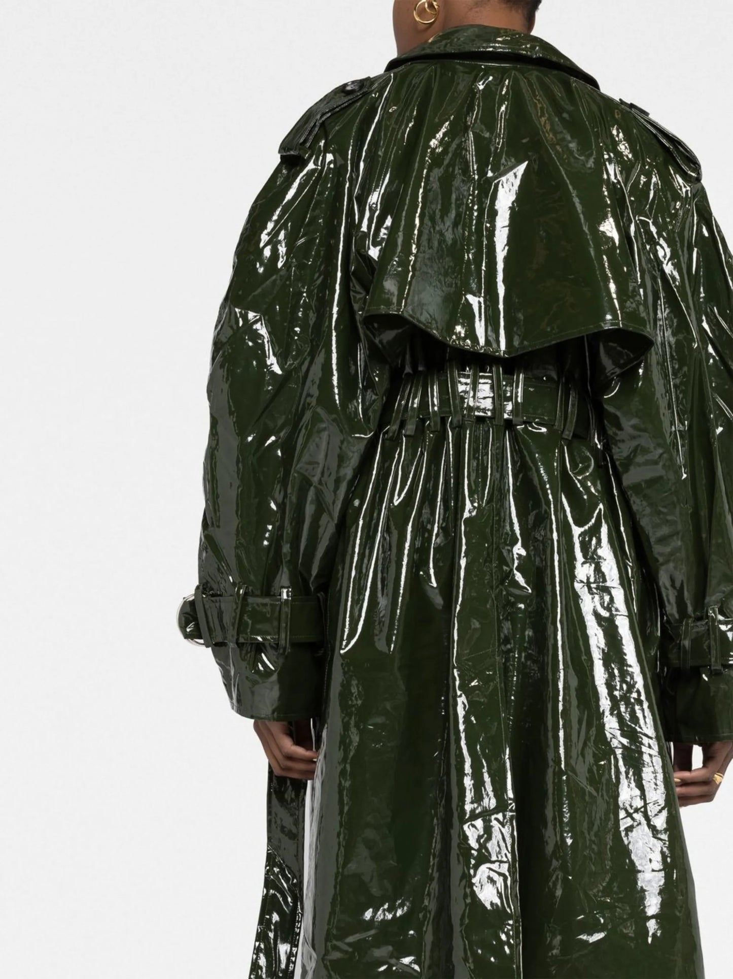high shine-finish trench coat