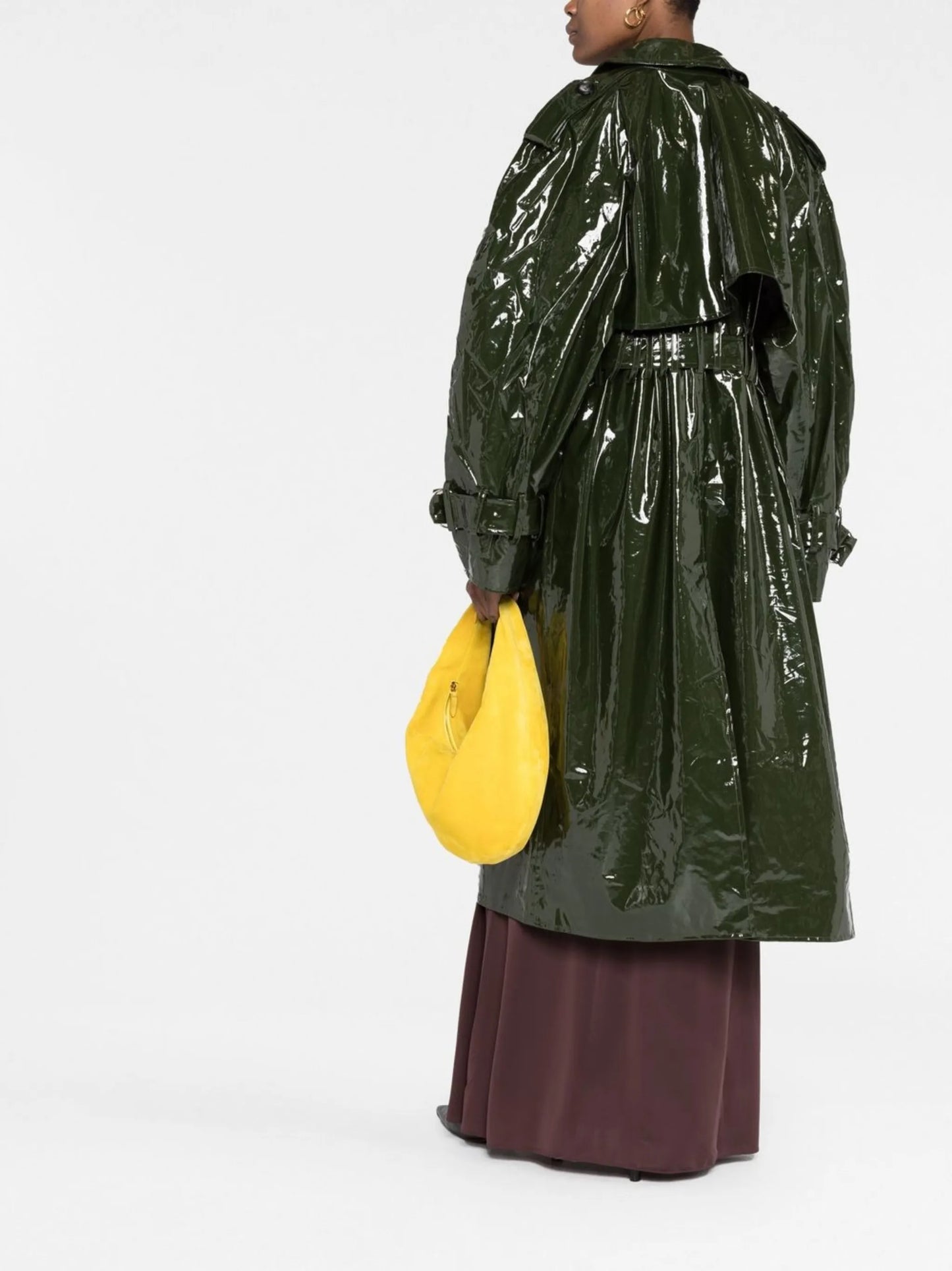 high shine-finish trench coat