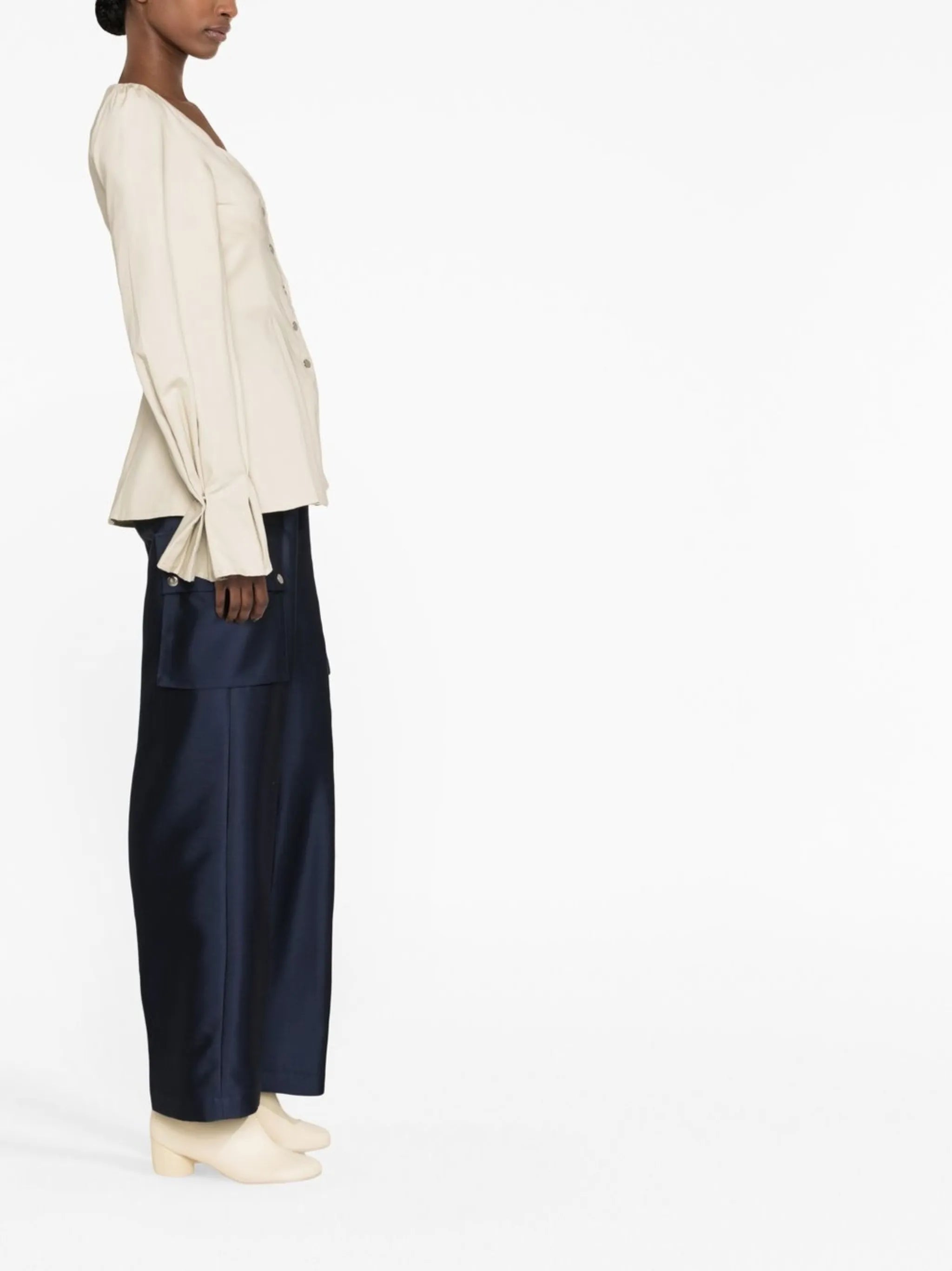 gathered-detail long-sleeve top