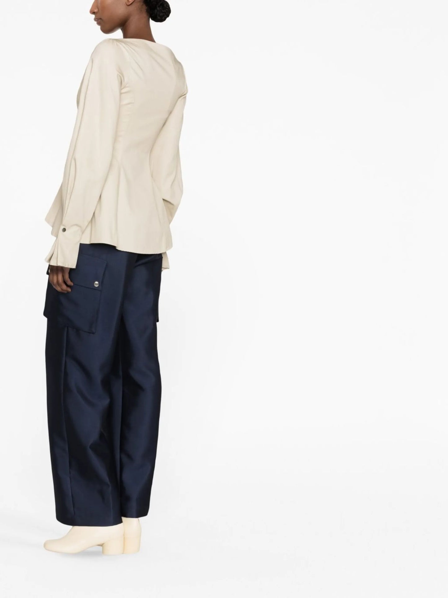 gathered-detail long-sleeve top