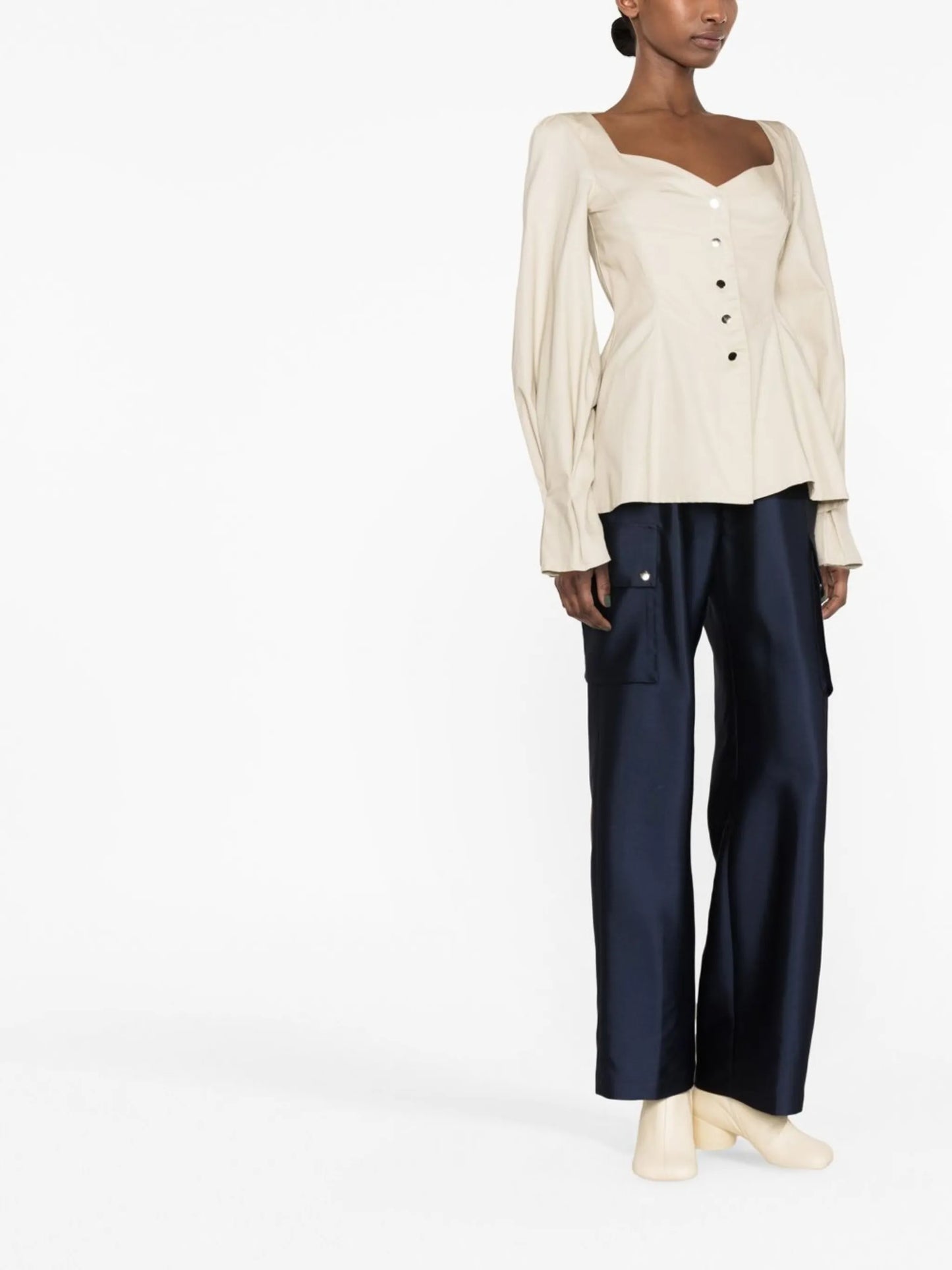 gathered-detail long-sleeve top