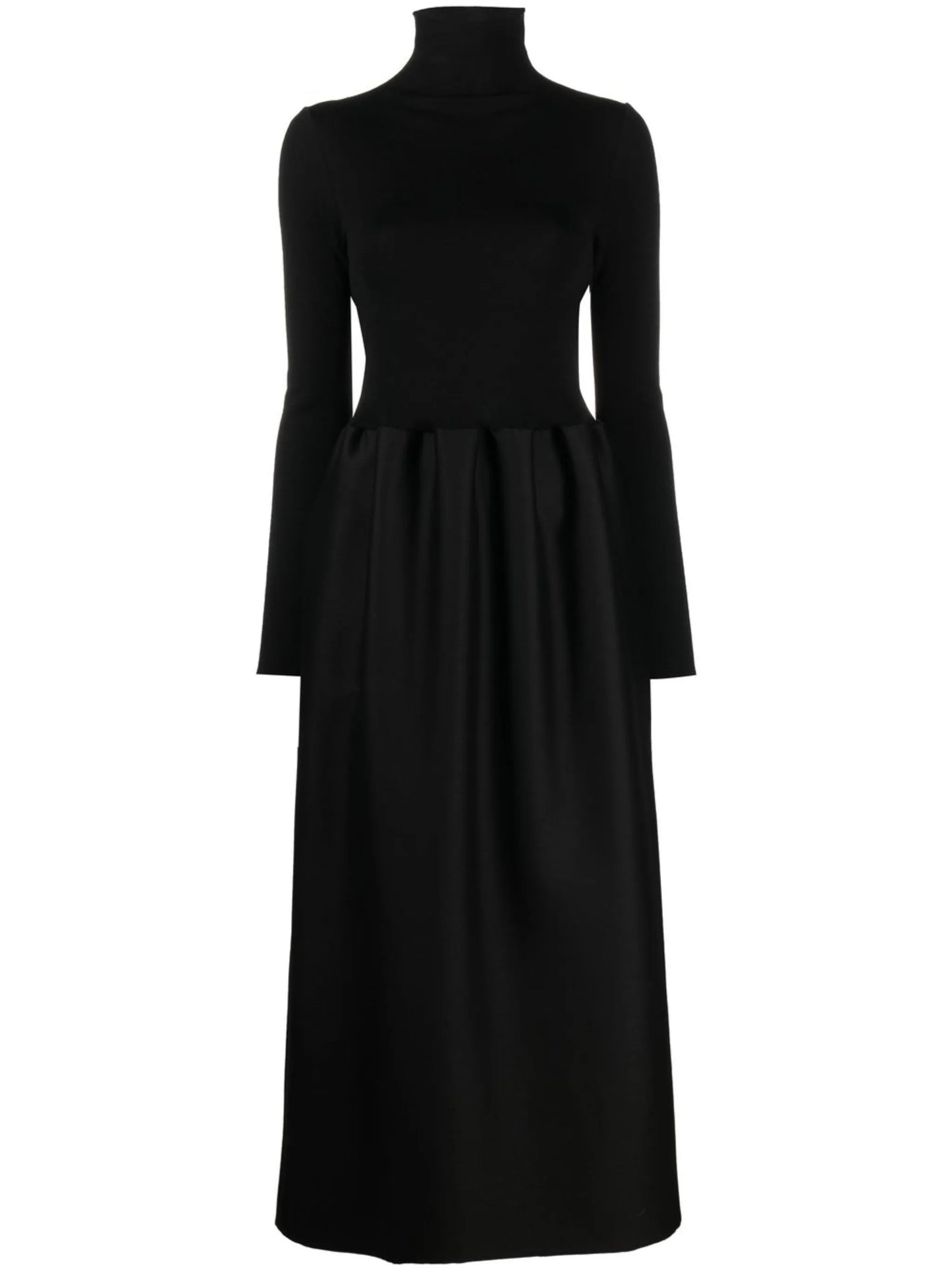 high-neck midi dress