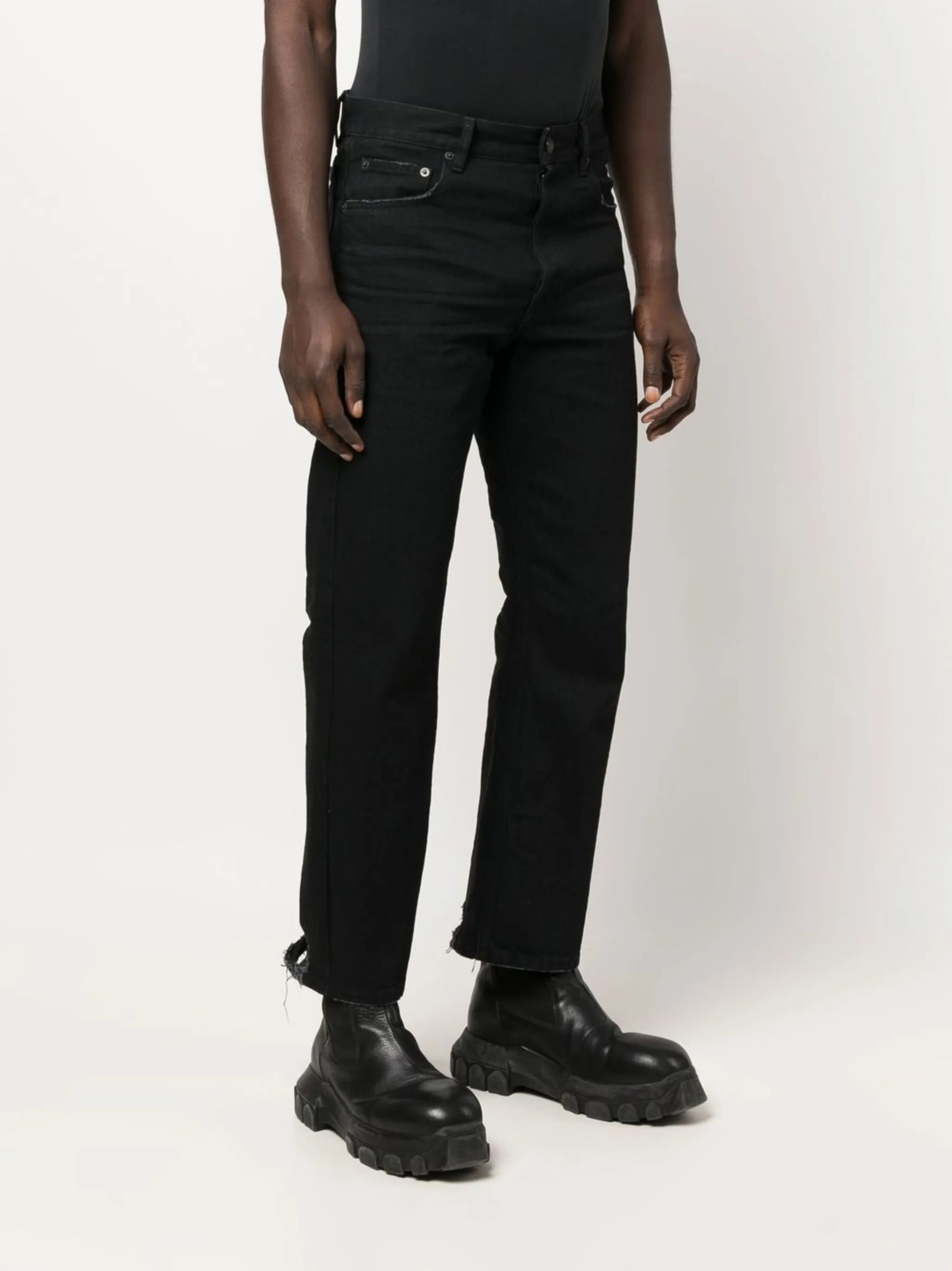 raw-cut slim-fit jeans