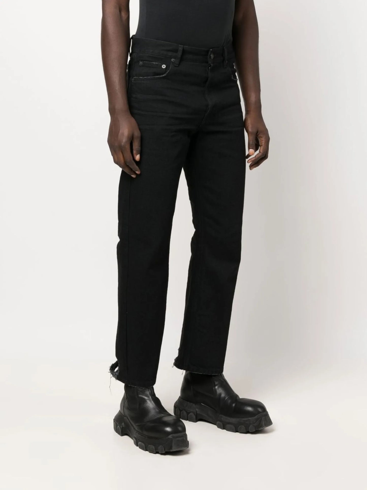 raw-cut slim-fit jeans