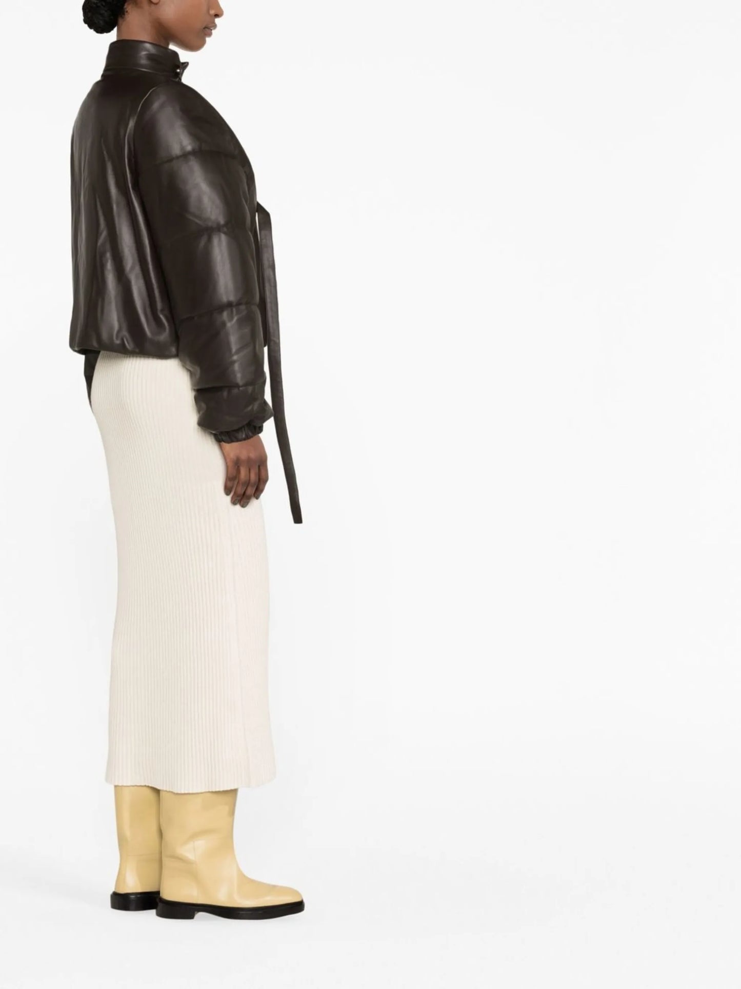 leather puffer jacket