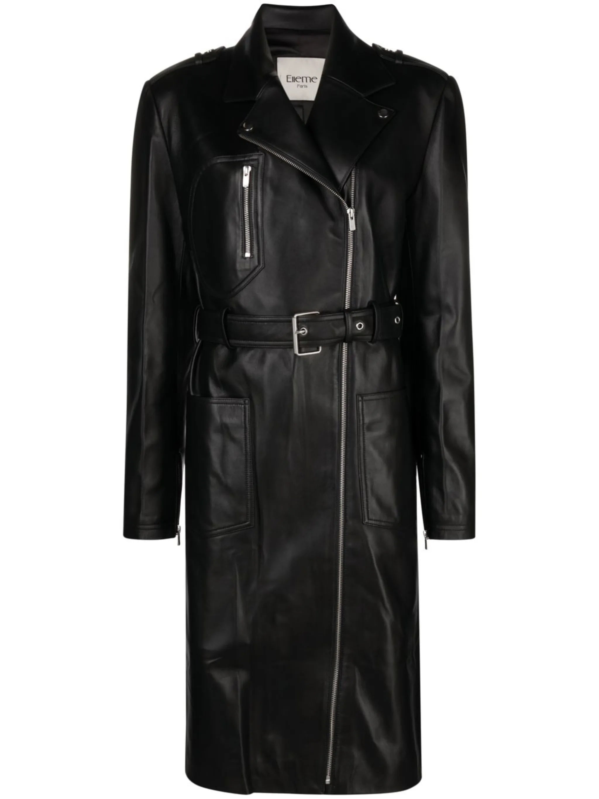 belted biker coat