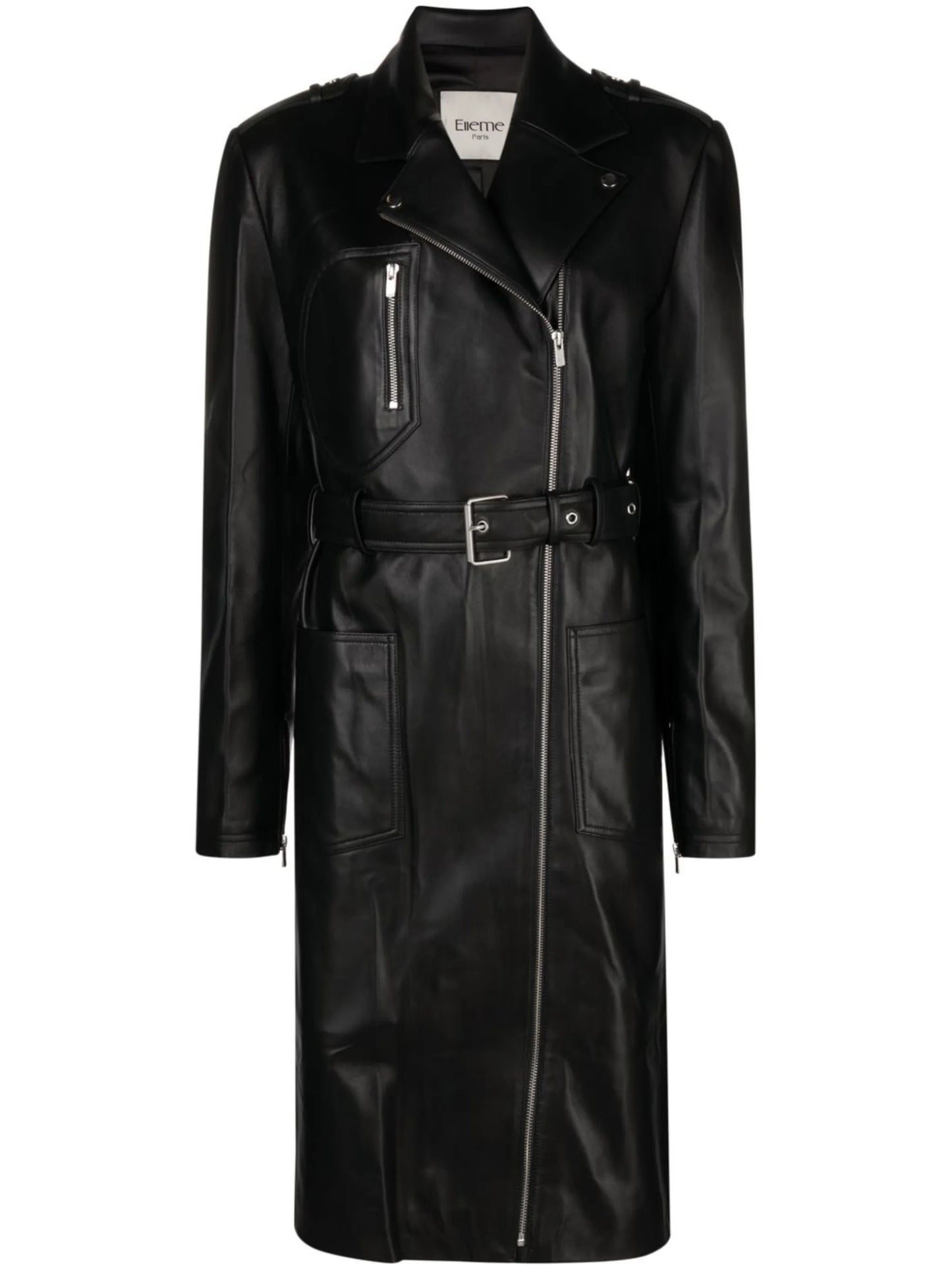 belted biker coat