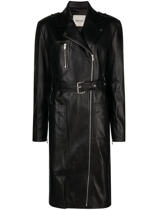 belted biker coat