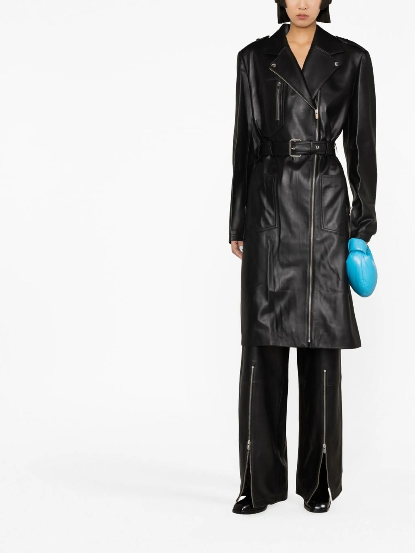belted biker coat