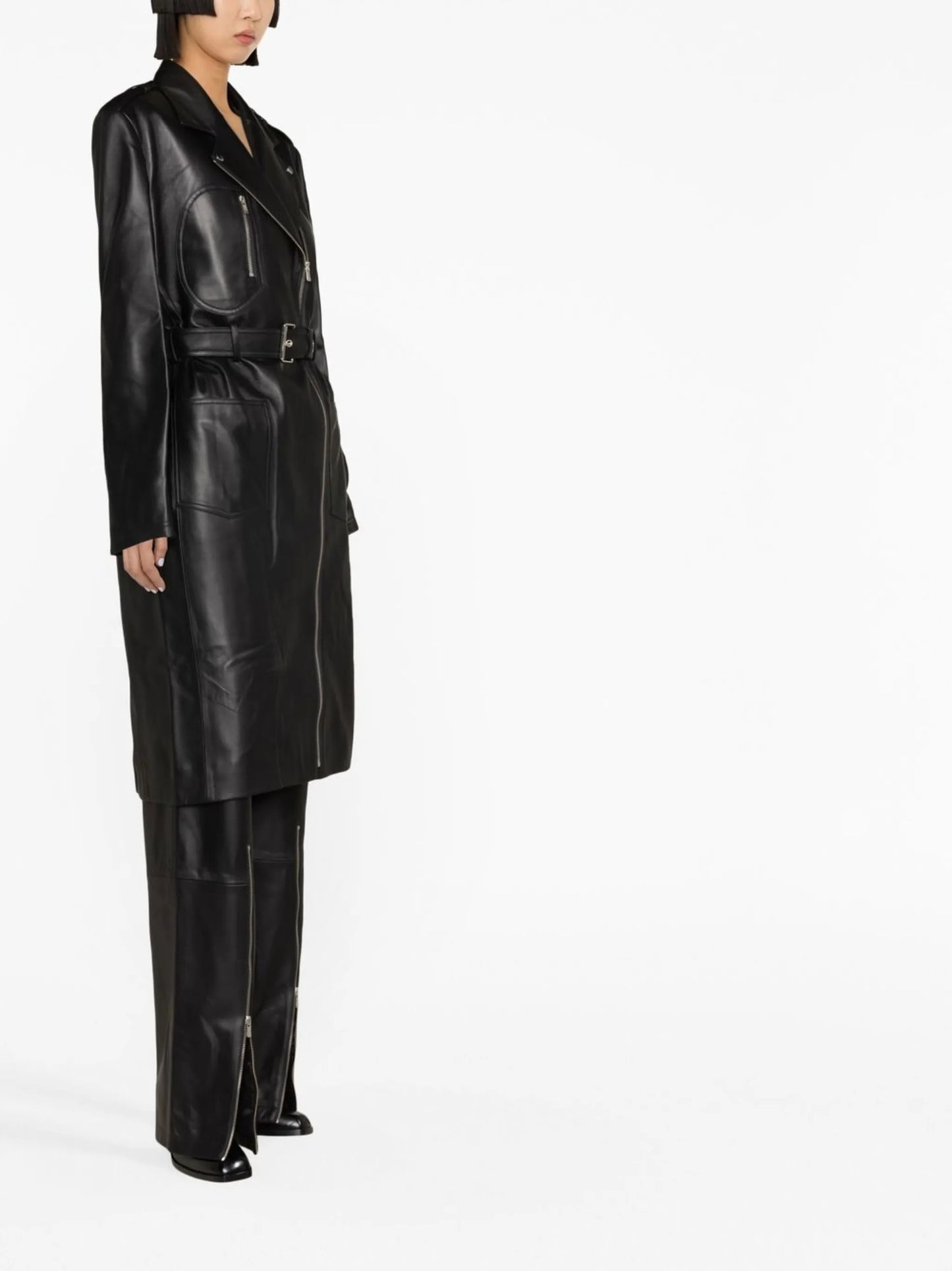 belted biker coat