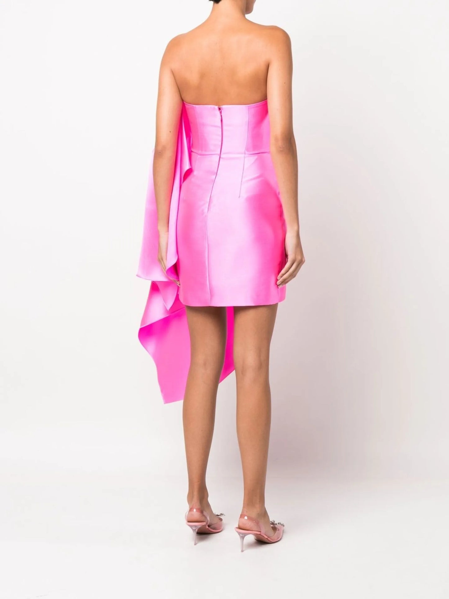strapless satin-finish dress