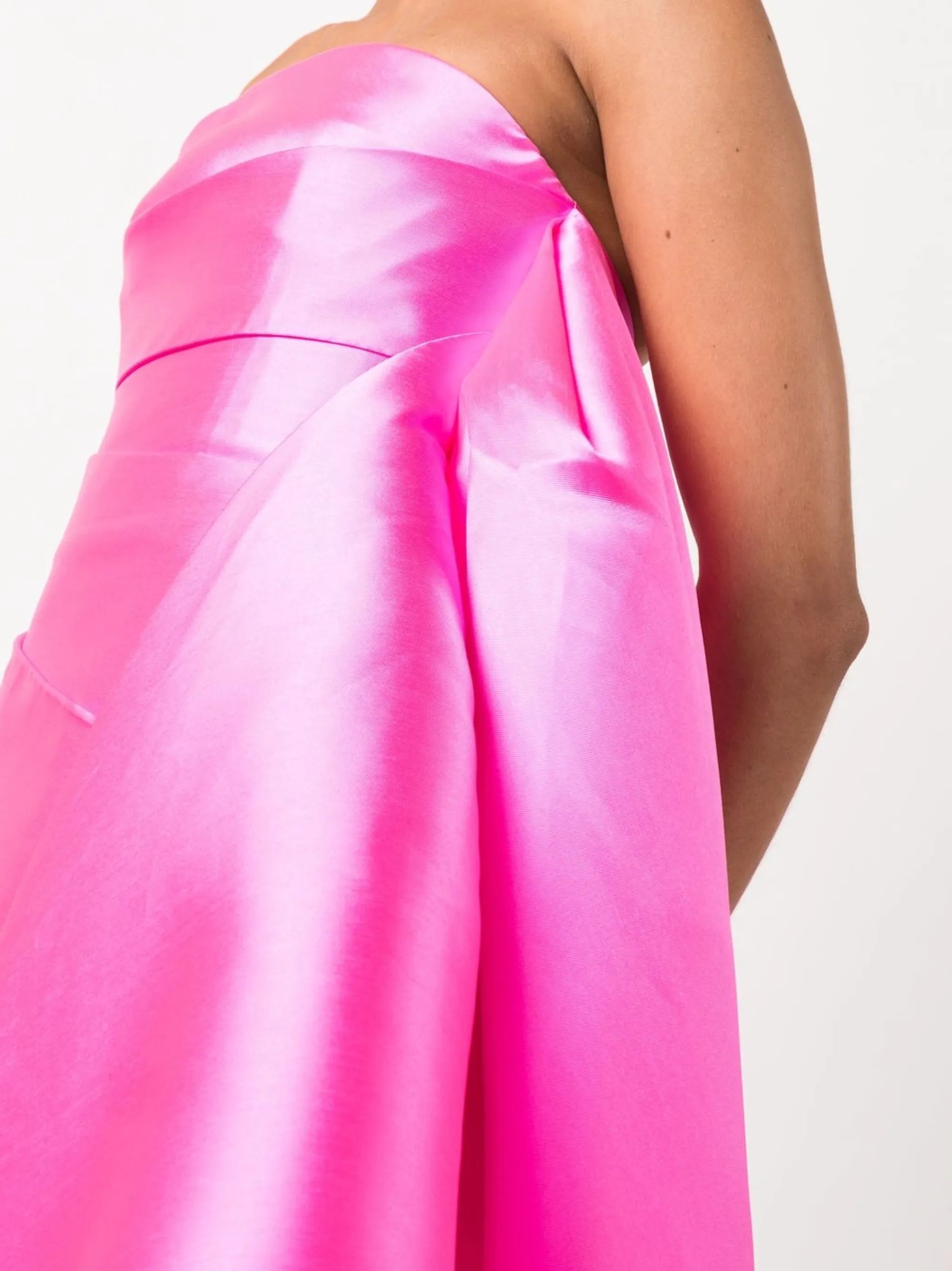 strapless satin-finish dress