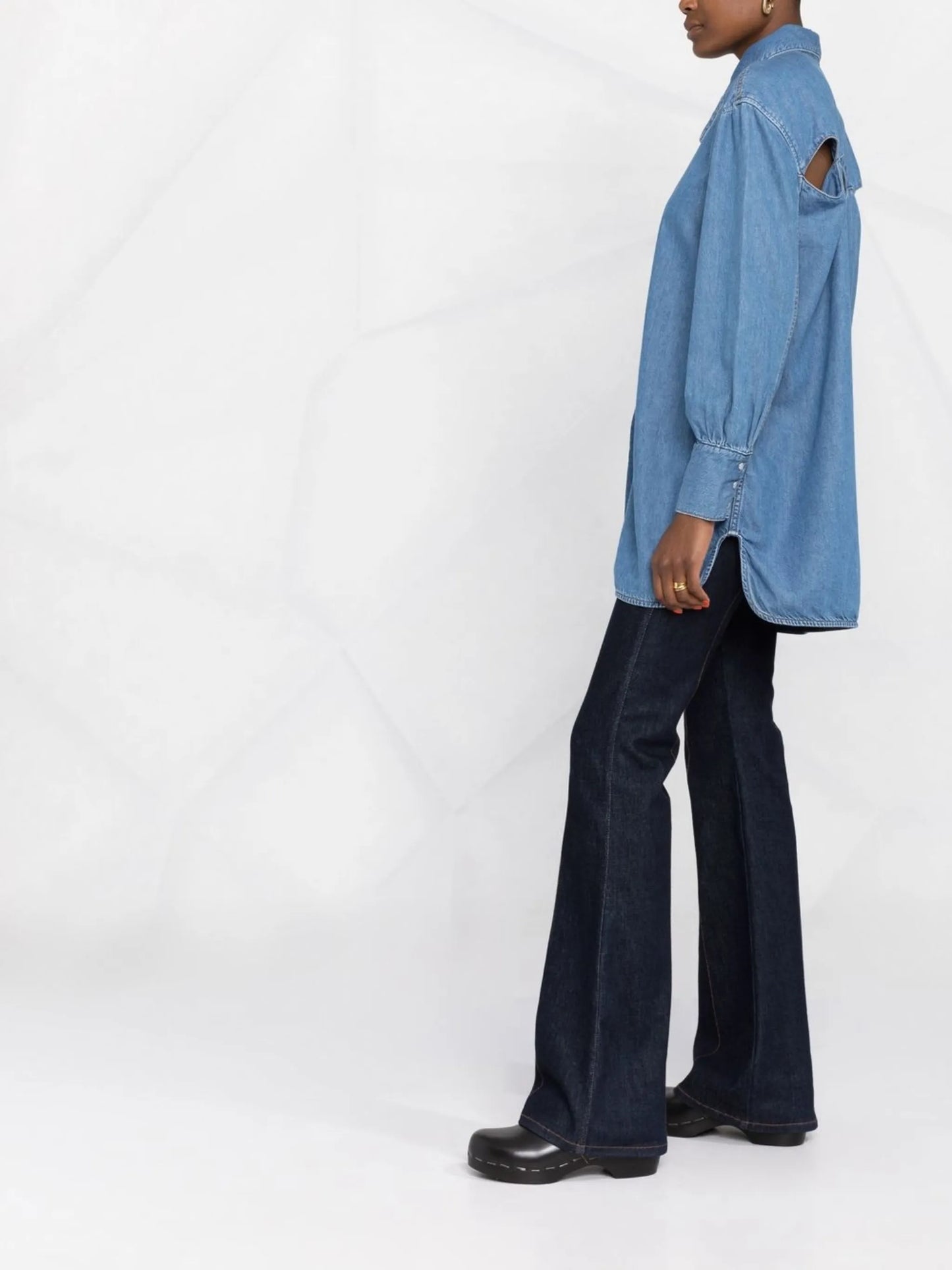 cut-out denim shirt