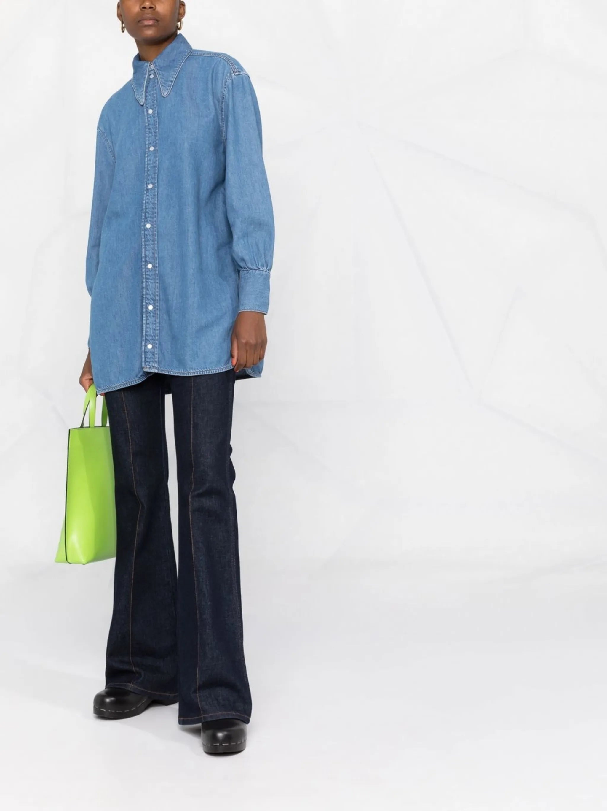 cut-out denim shirt