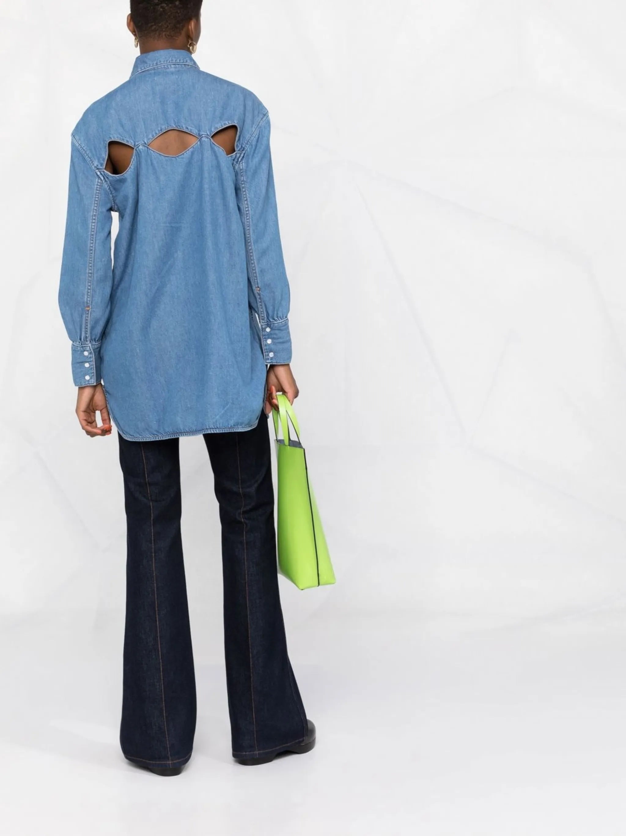 cut-out denim shirt