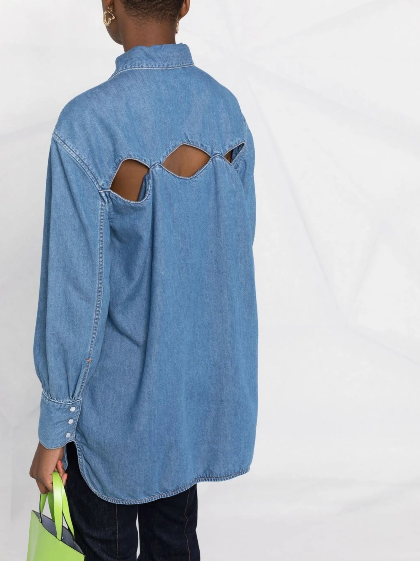 cut-out denim shirt