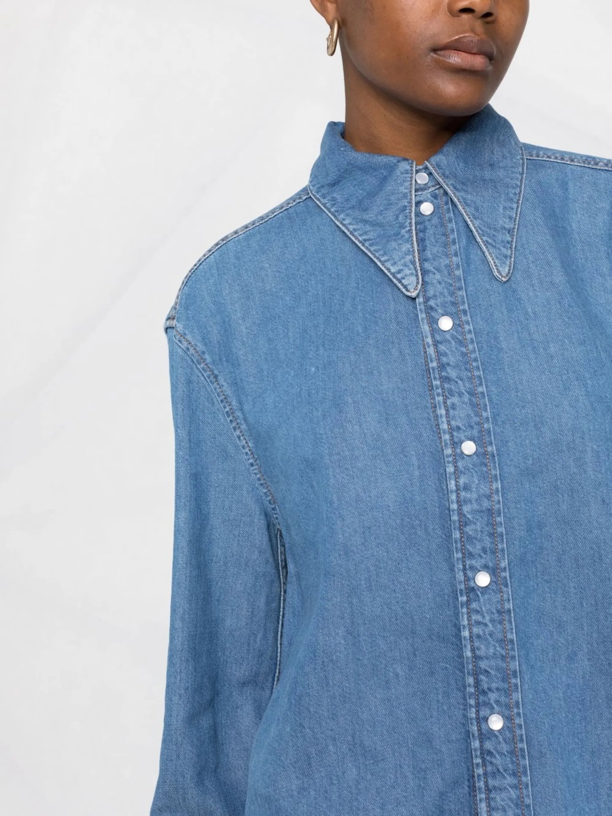 cut-out denim shirt