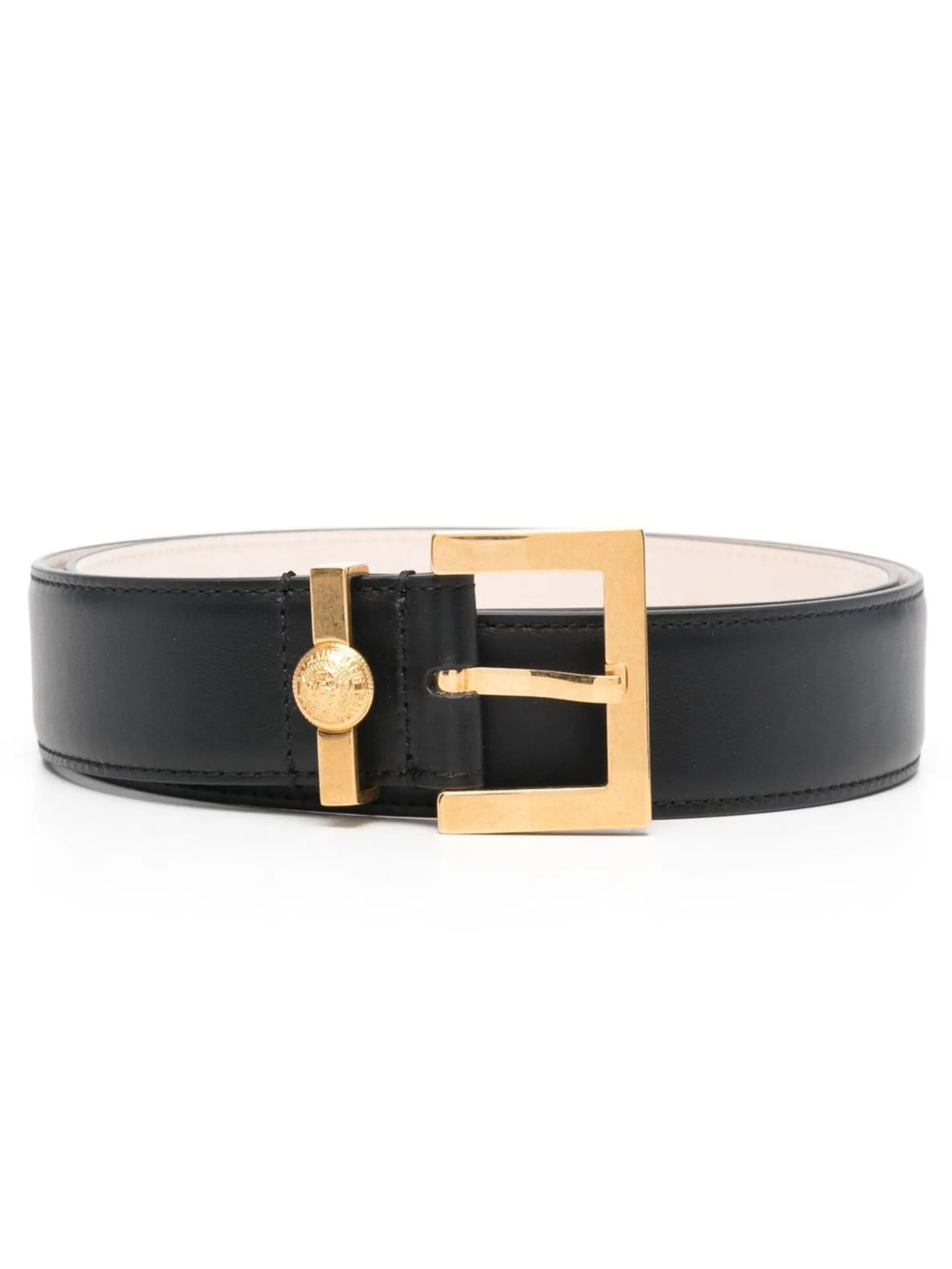 logo-embossed buckle belt
