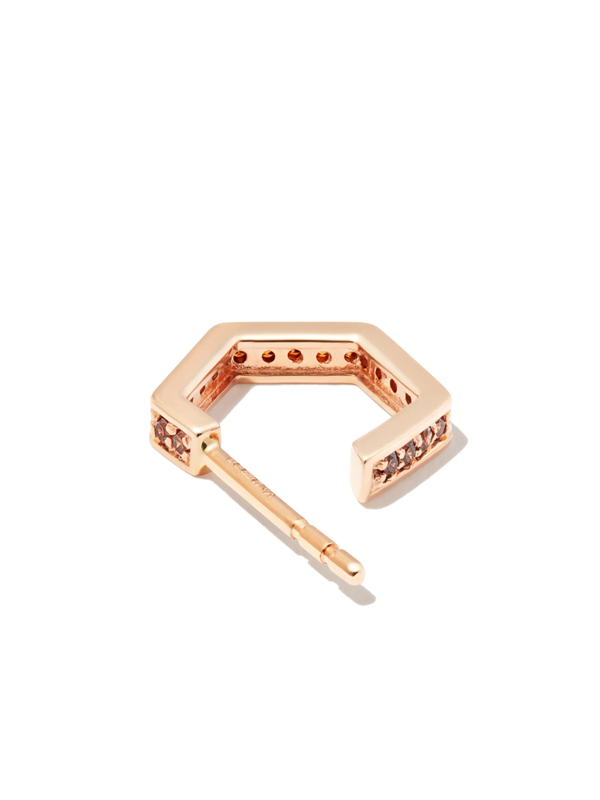18kt rose gold Fortis diamond hoop earring
