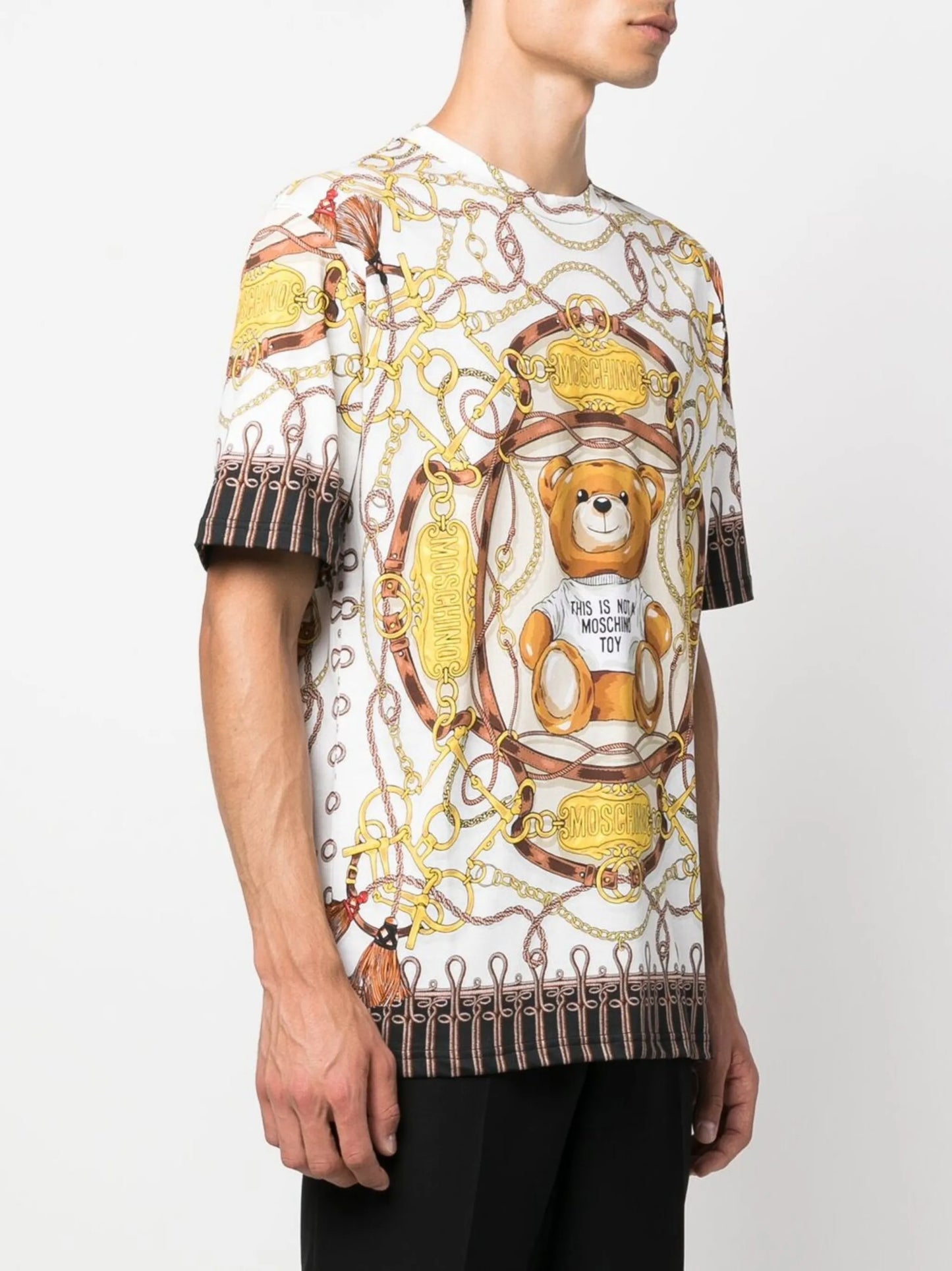 chain-link print short-sleeve T-shirt