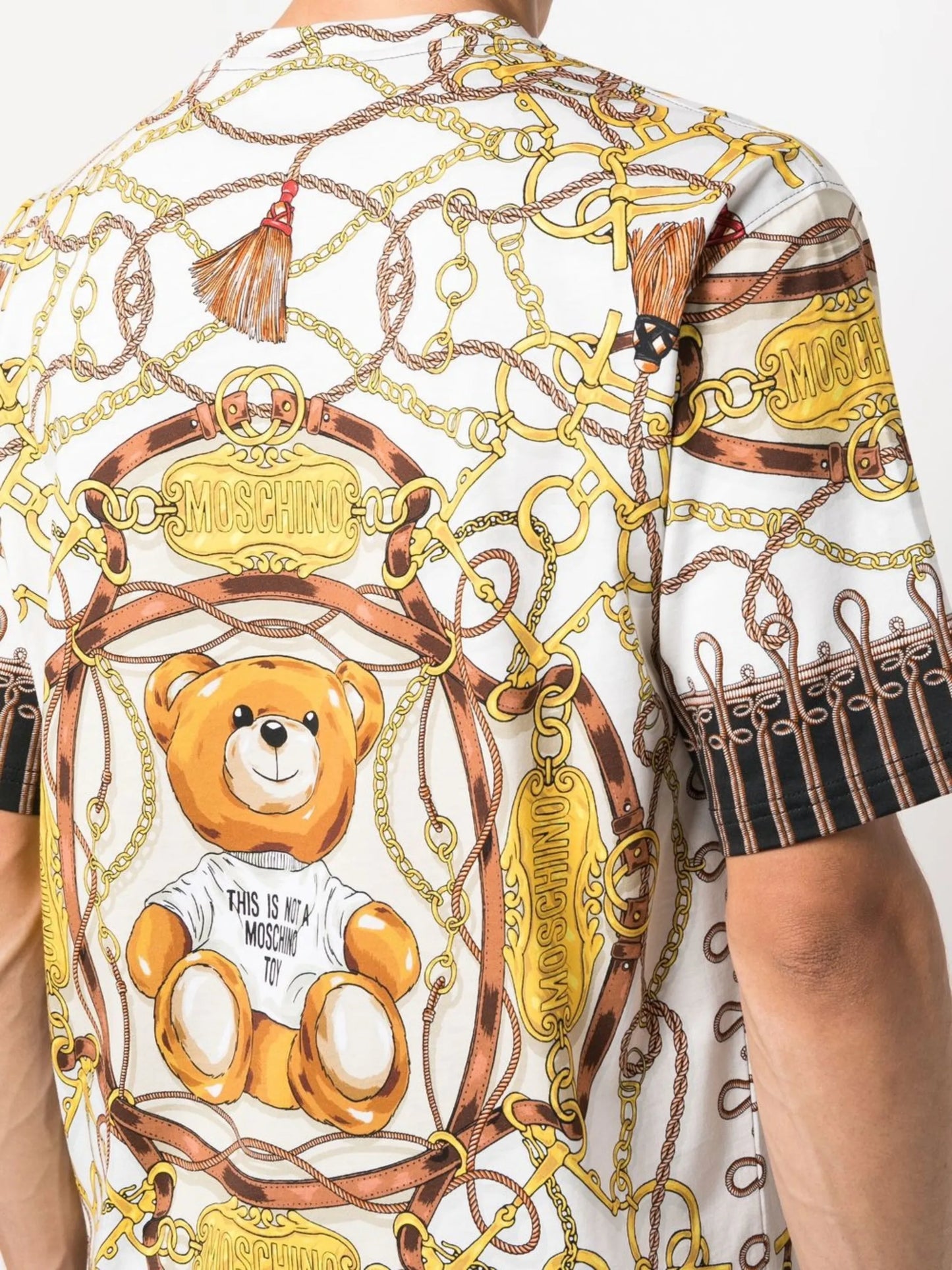 chain-link print short-sleeve T-shirt